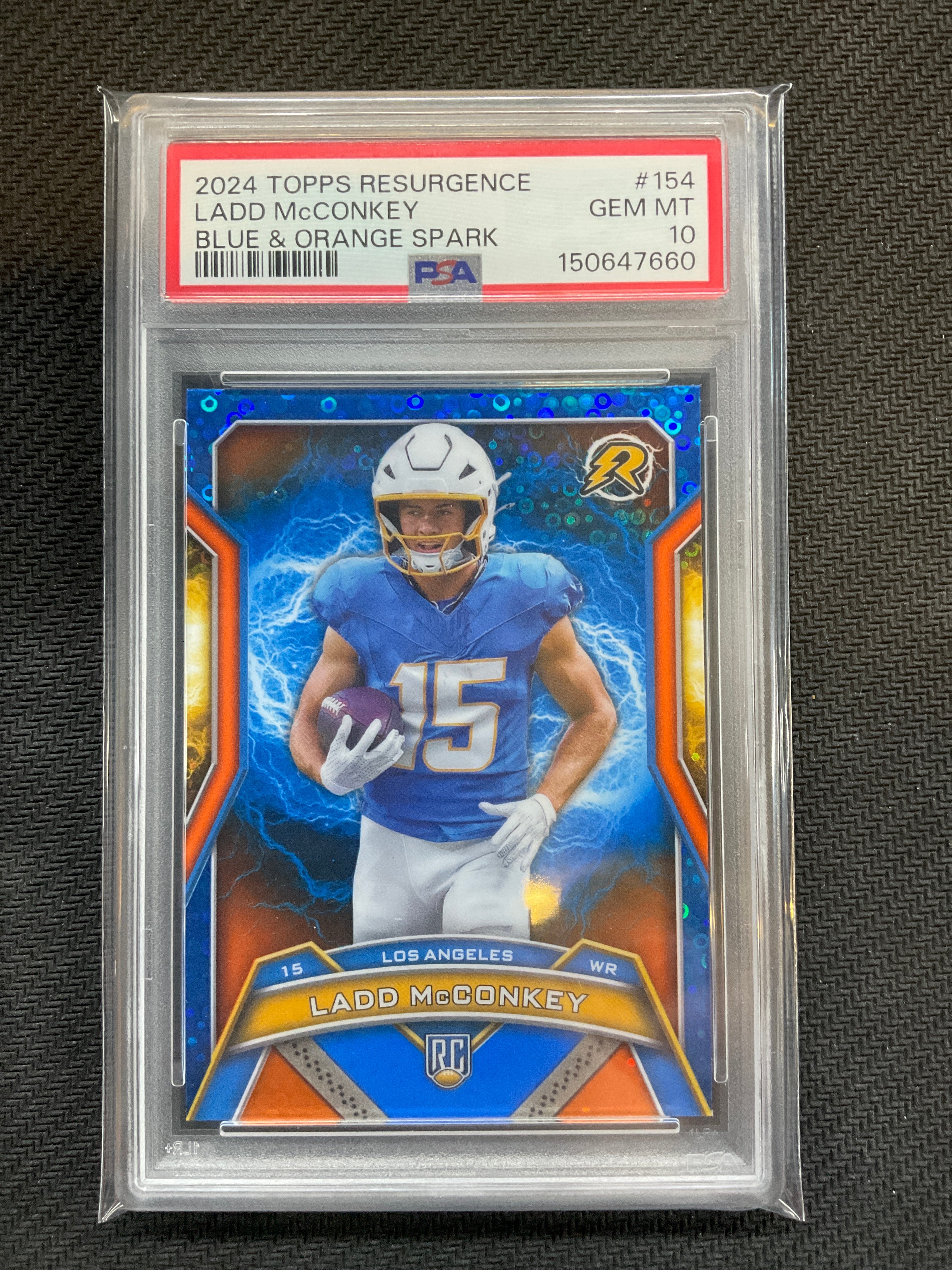 2024 Topps Resurgence Ladd McConkey Blue & Orange Rookie PSA 10
