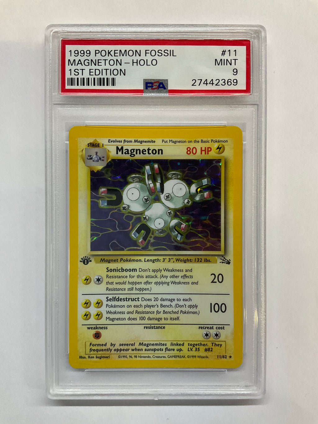 1999 Pokemon Fossil Magneton 11 Holo 1st Ed PSA 9