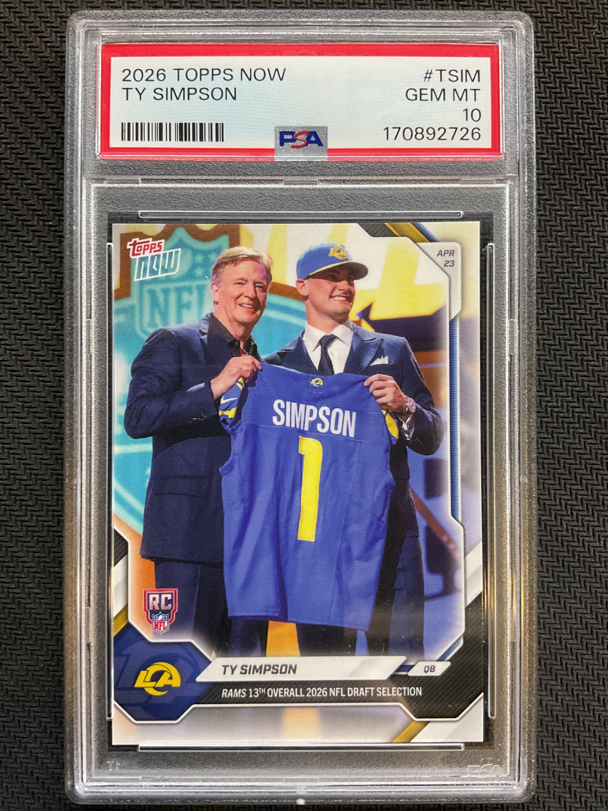 2026 Topps Now #TSIM Ty Simpson PSA 10 726
