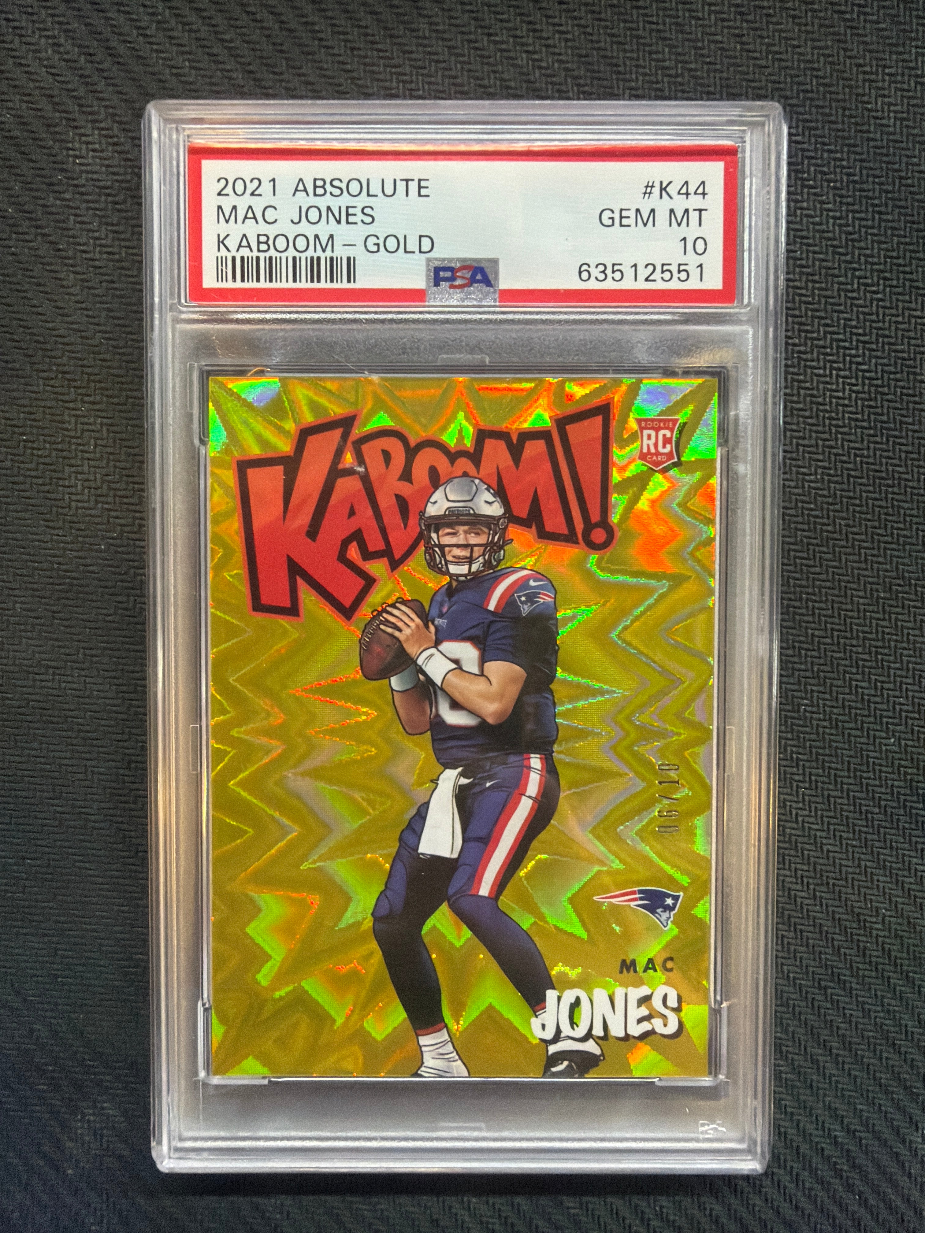 2021 Absolute Mac Jones Kaboom Gold /10 PSA 10