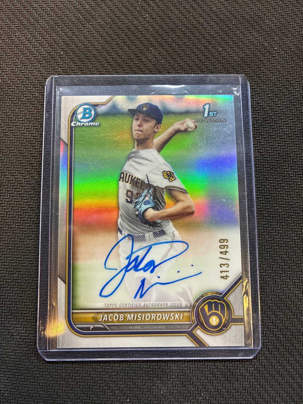 2022 Bowman Draft Jacob Misiorowski Chrome 1st Bowman Auto Refractor /499 Brewers