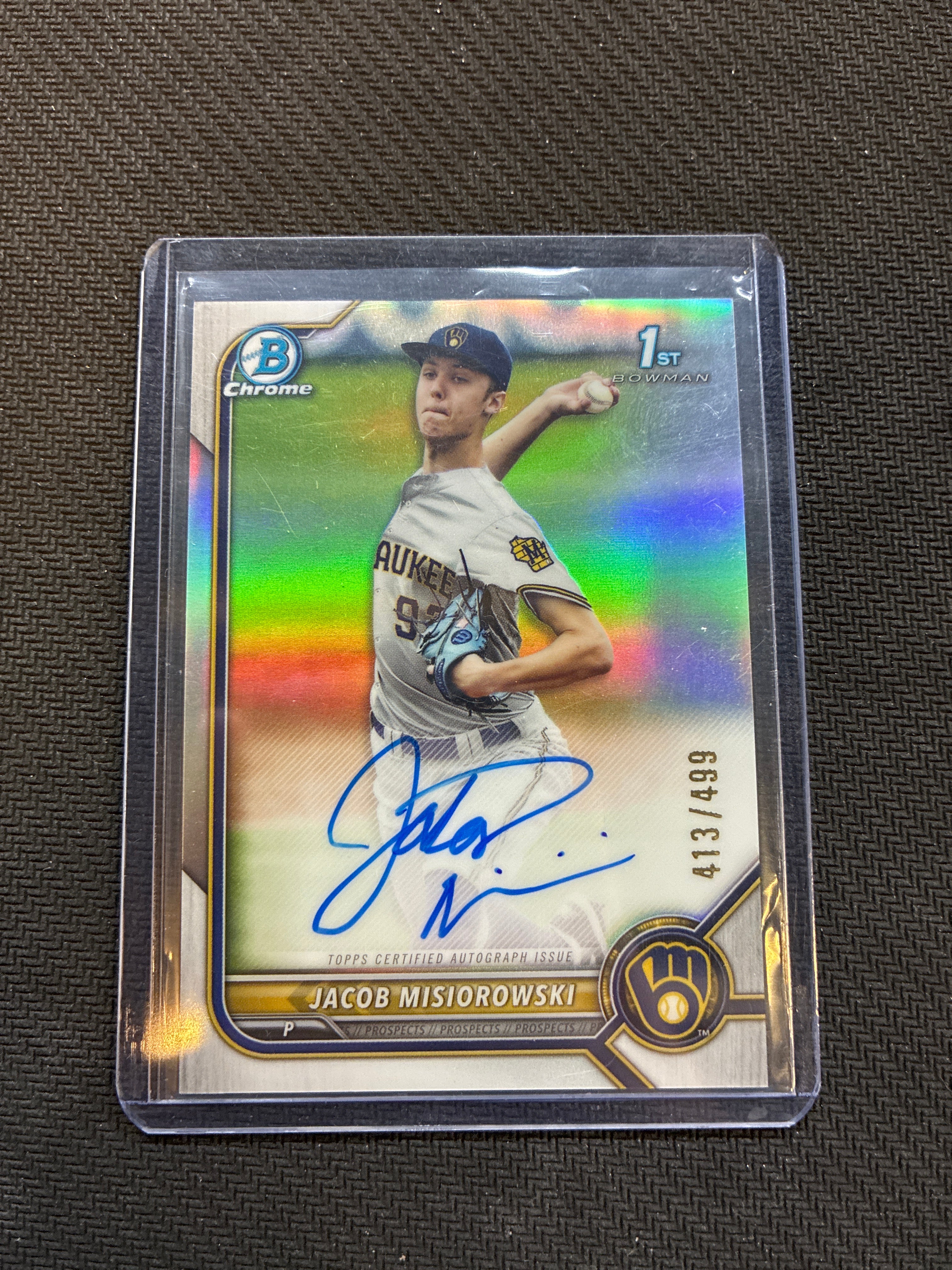 2022 Bowman Draft Jacob Misiorowski Chrome 1st Bowman Auto Refractor /499 Brewers