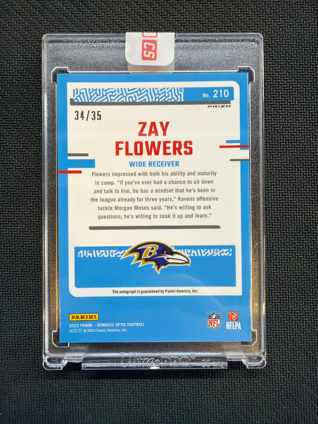 2023 Donruss Optic Zay Flowers Rookie Auto /35 Purple