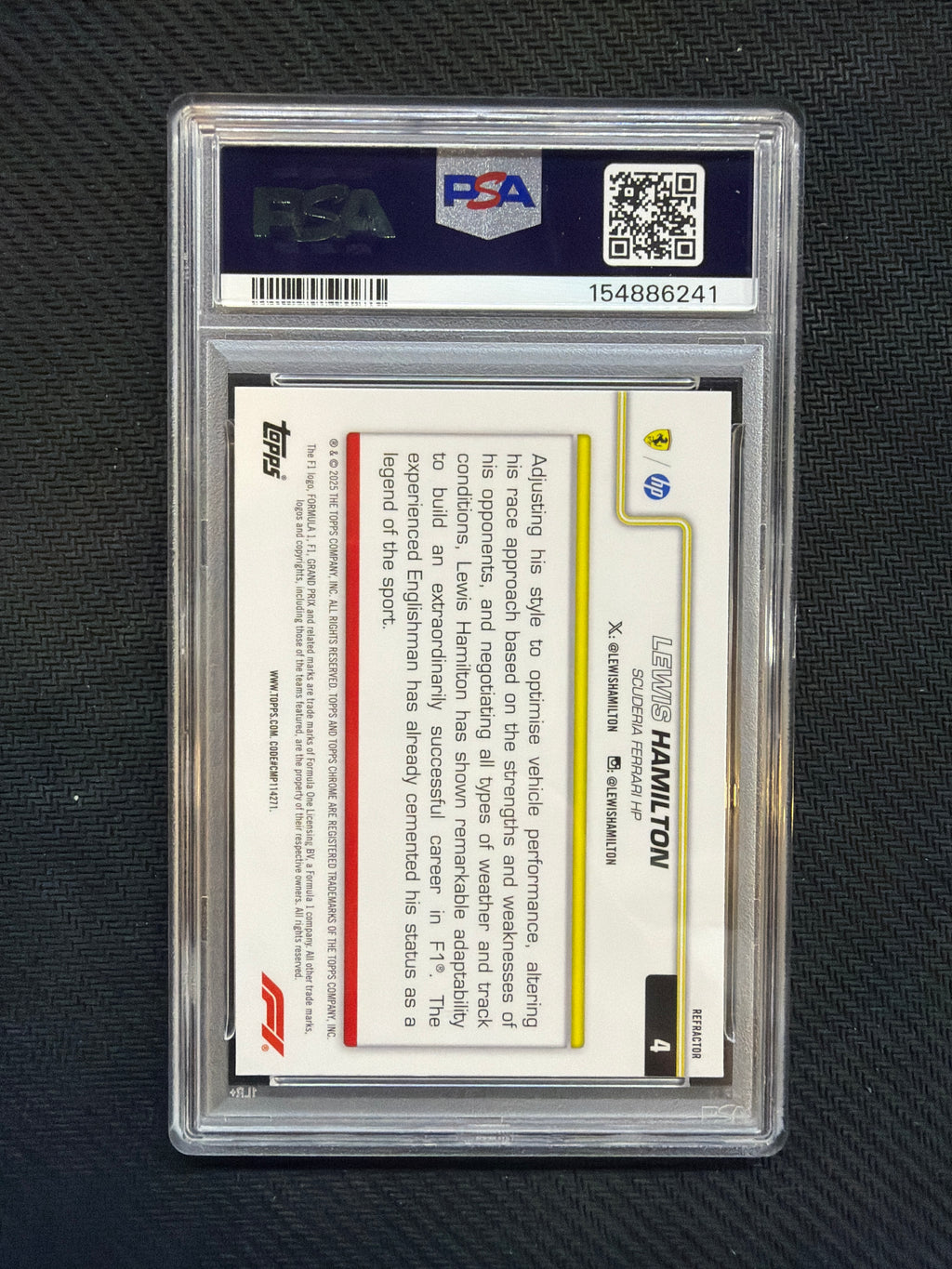 2025 Topps Chrome F1 Lewis Hamilton Refractor PSA 8
