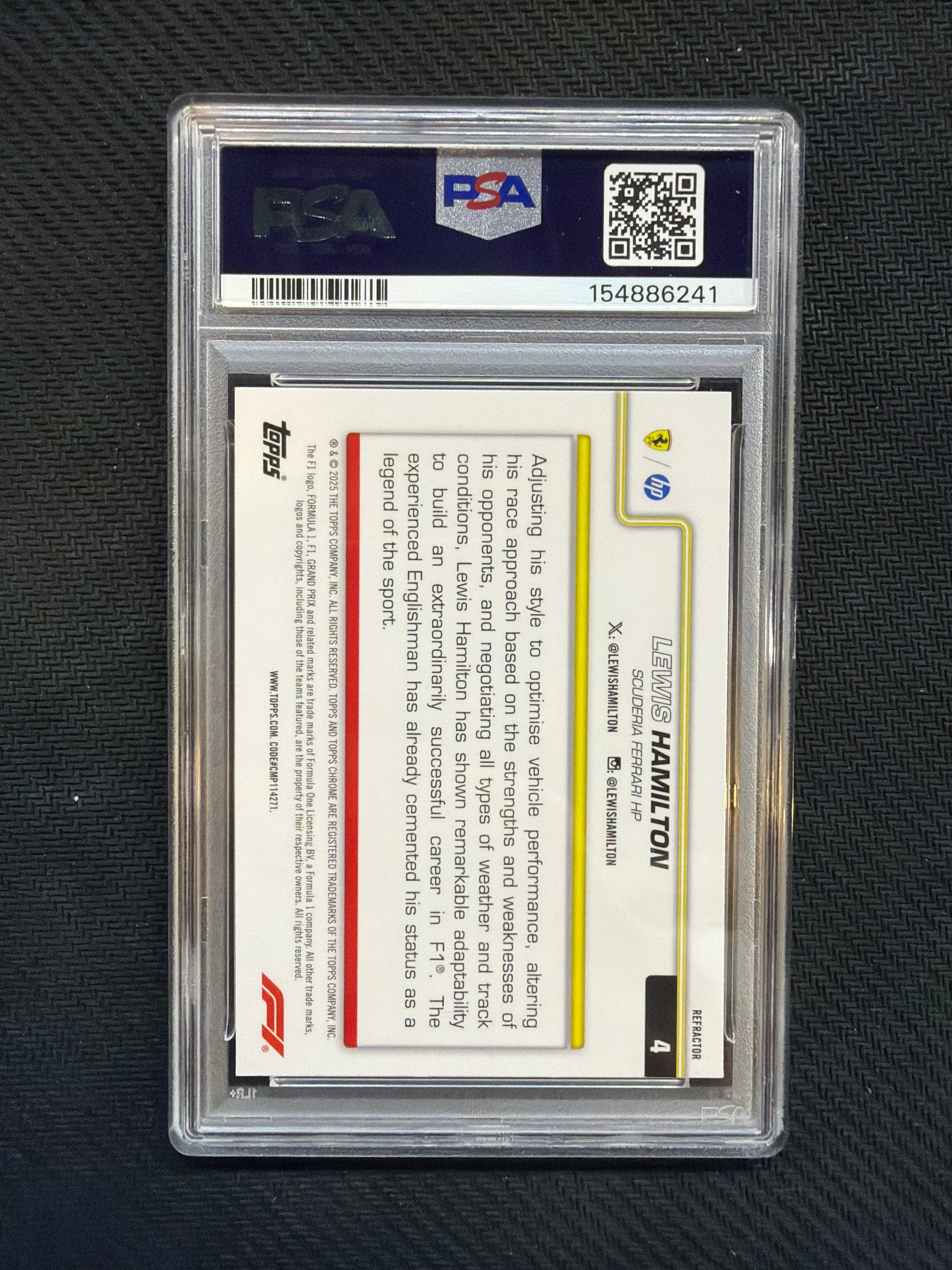 2025 Topps Chrome F1 Lewis Hamilton Refractor PSA 8