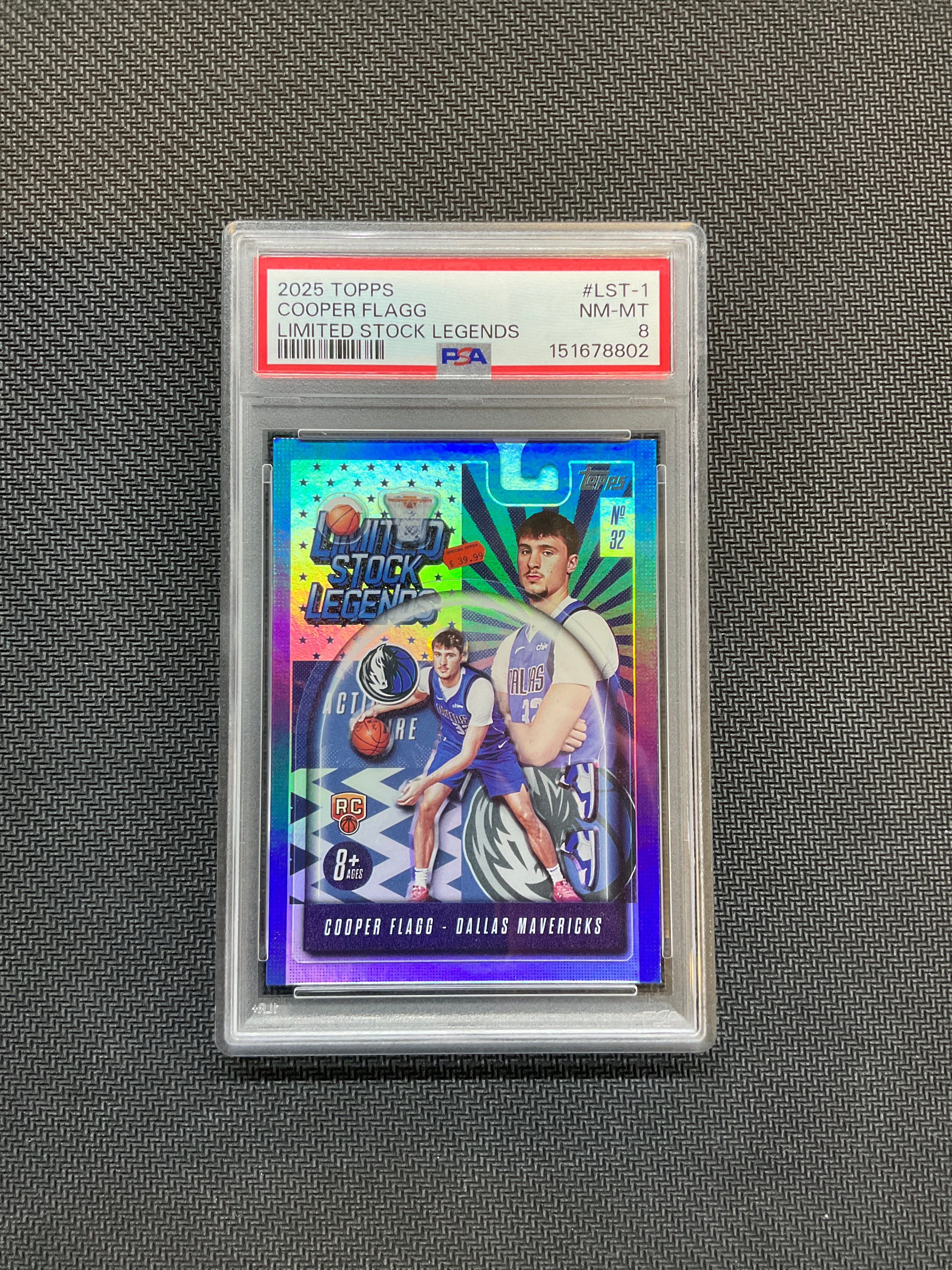 2025/26 Topps Cooper Flagg Limited Stock Legends PSA 8 Rookie Mavs
