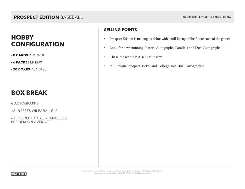 2024 Panini Prospect Edition Baseball Hobby Box