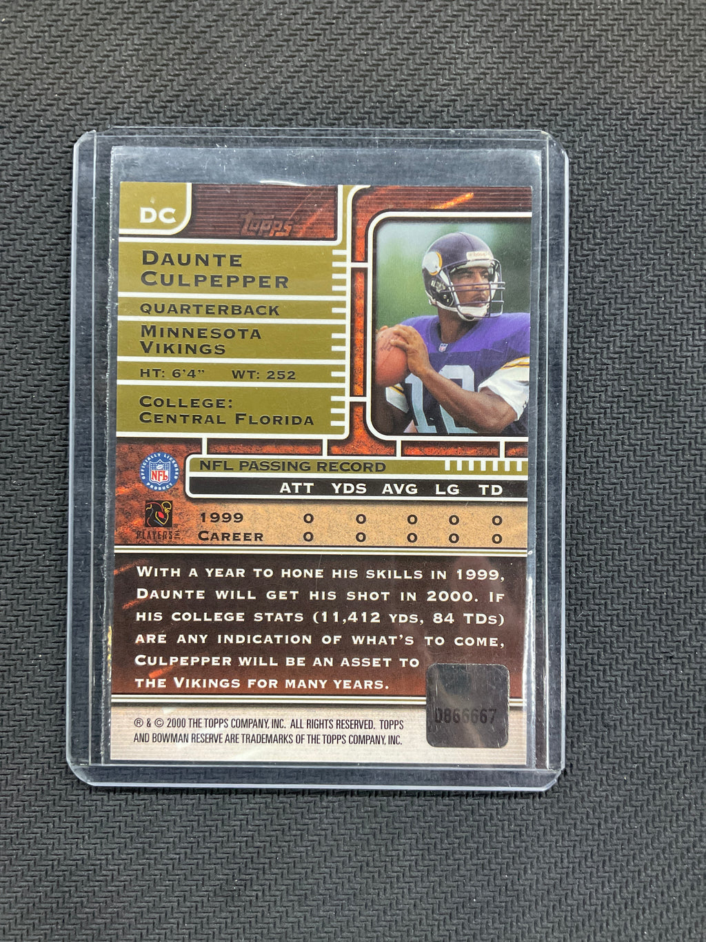 2000 Bowman Reserve Daunte Culpepper Auto Vikings