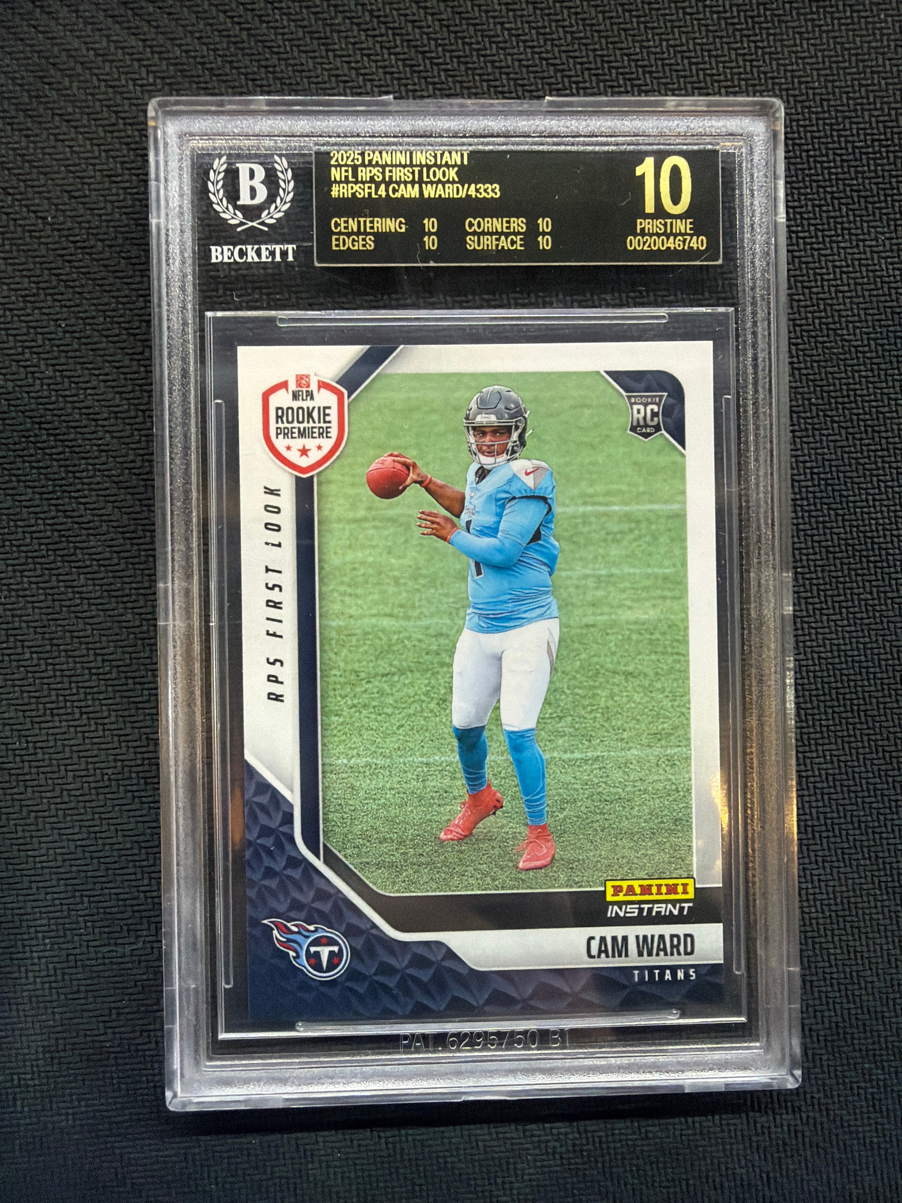 2025 Panini Instant Cam Ward Rookie First Look BGS 10 Black Label Titans 740