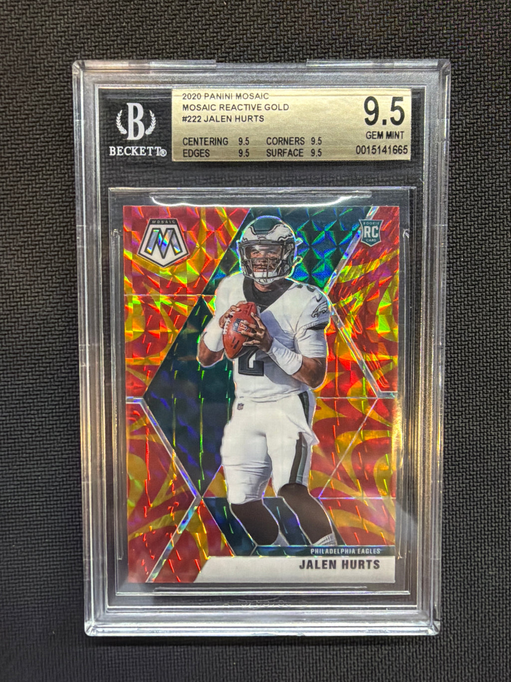 2020 Panini Mosaic Jalen Hurts Mosaic Reactive Gold BGS 9.5