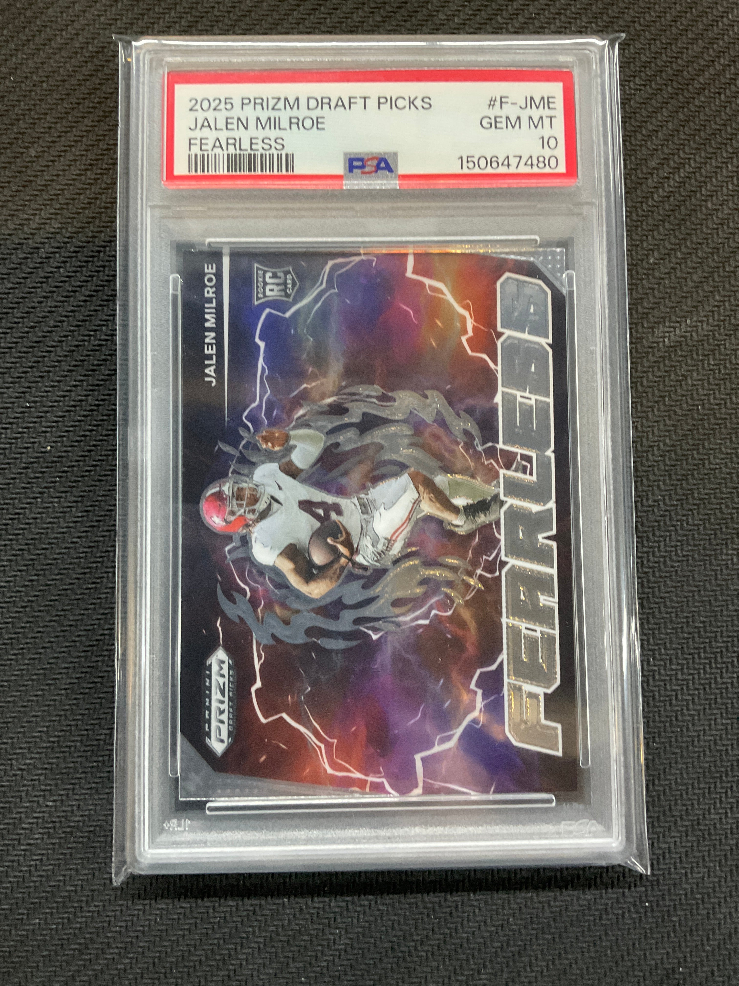 2025 Prizm Draft Picks Jalen Milroe Fearless Rookie PSA 10 Alabama