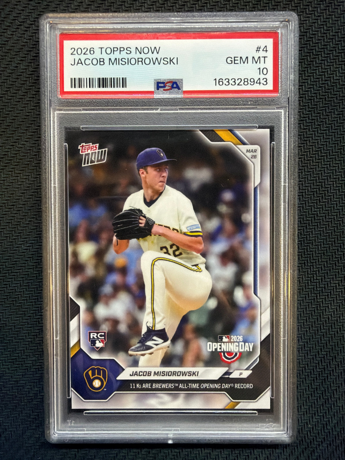 2026 Topps Now Jacob Misiorowski #4 PSA 10 Brewers