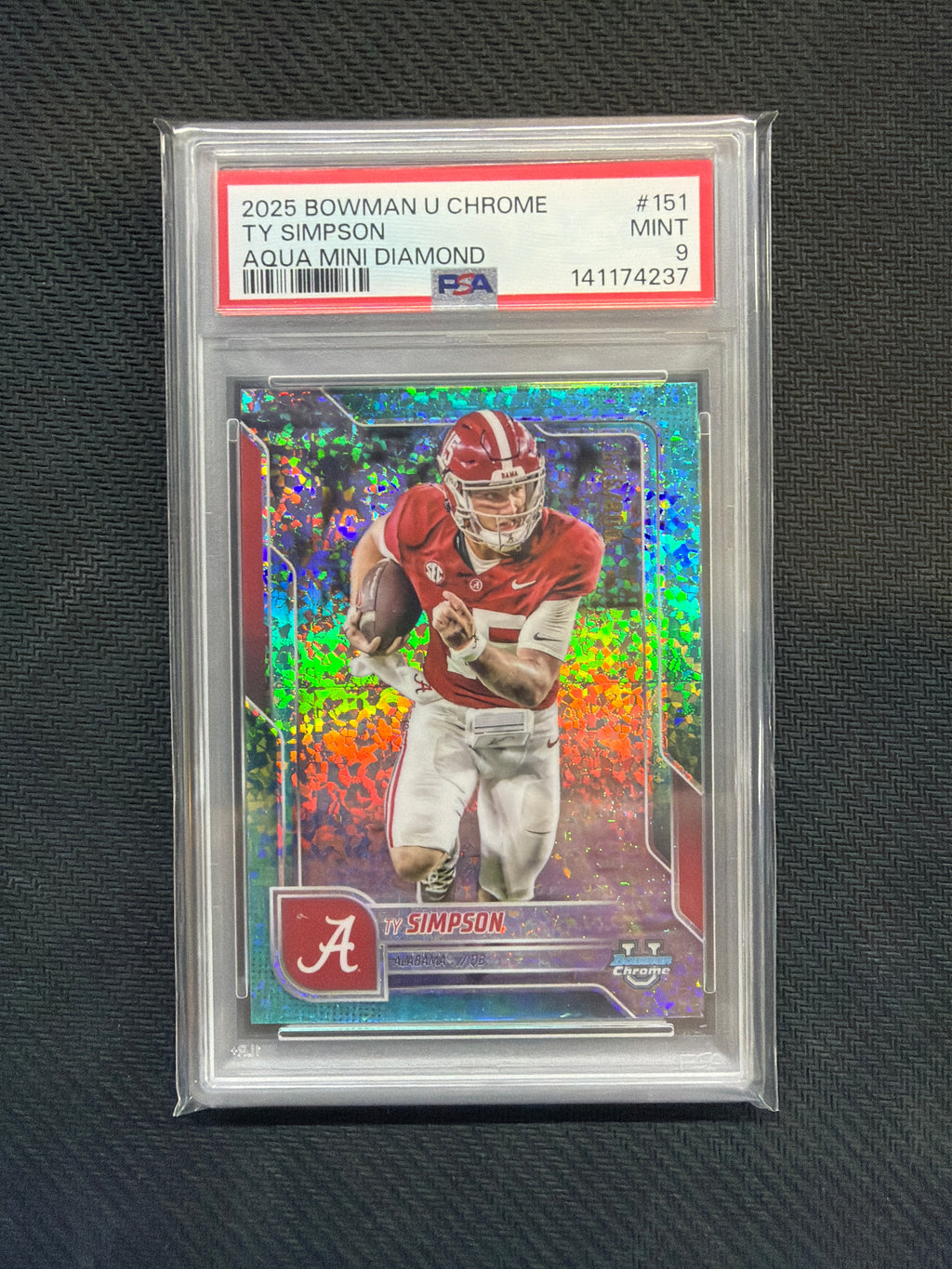 2025 Bowman U Ty Simpson Aqua Mini /325 PSA 9 Alabama