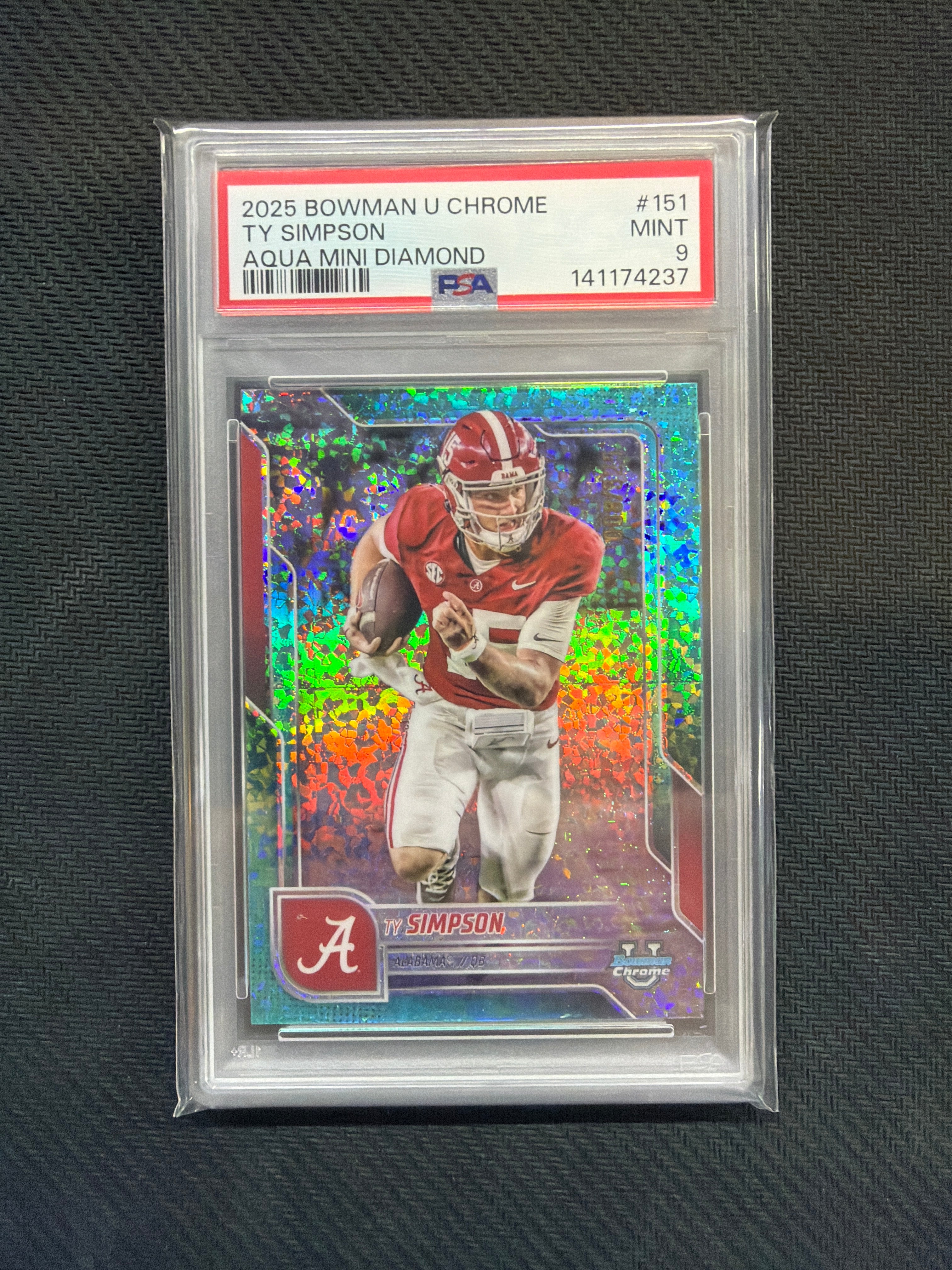 2025 Bowman U Ty Simpson Aqua Mini /325 PSA 9 Alabama