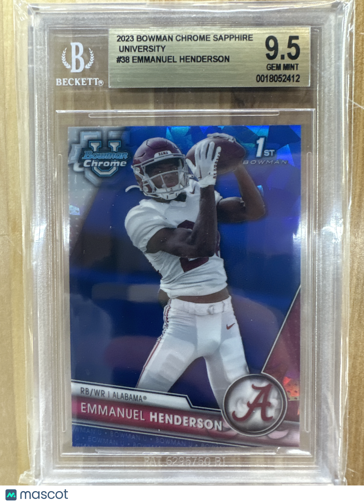 2023 Bowman U Chrome Emmanuek Henderson Sapphire BGS 9.5 Alabama