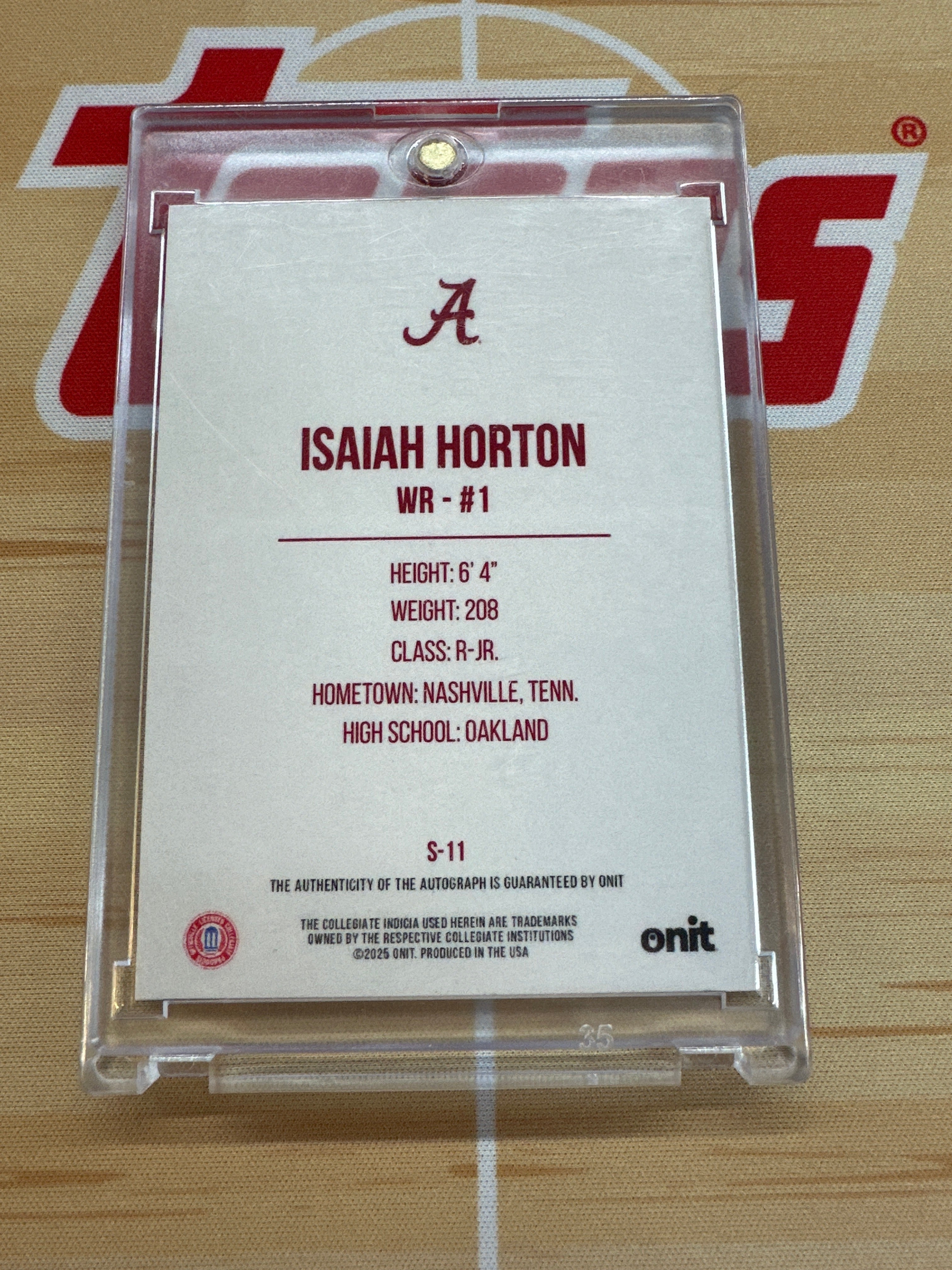 2025 Onit Alabama Isaiah Horton Rookie Auto /9