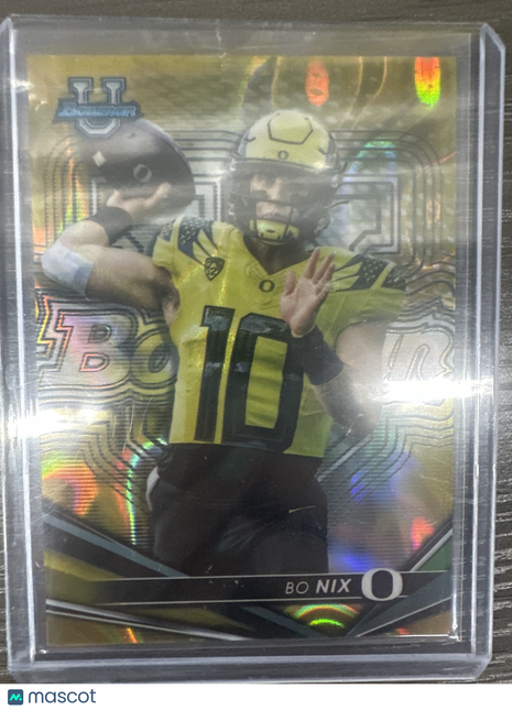 2022-23 Bowman Best Chrome University Gold Lava Bo Nix /75