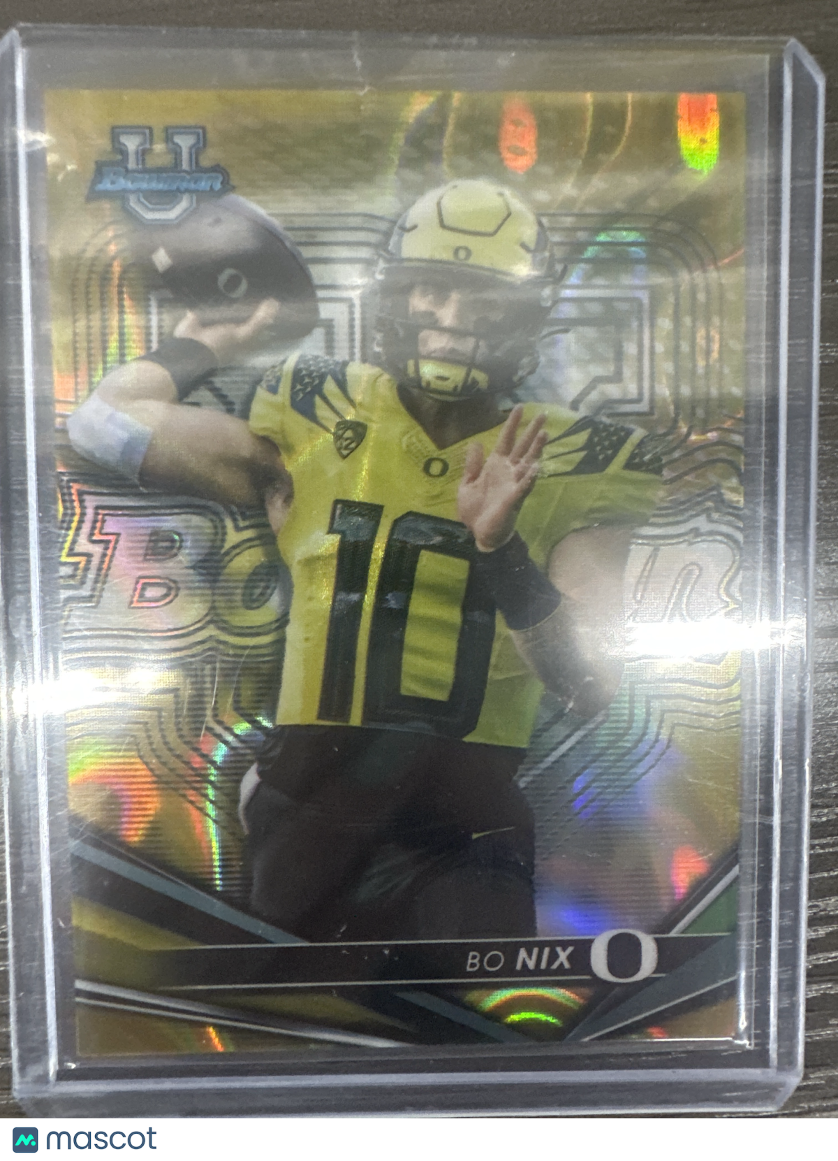 2022-23 Bowman Best Chrome University Gold Lava Bo Nix /75
