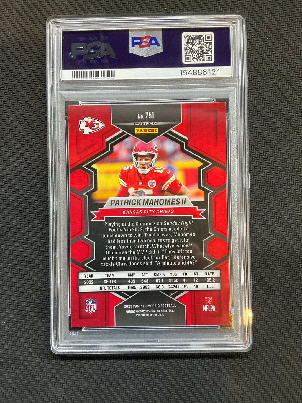 2023 Mosaic Patrick Mahomes Reactive Blue PSA 10
