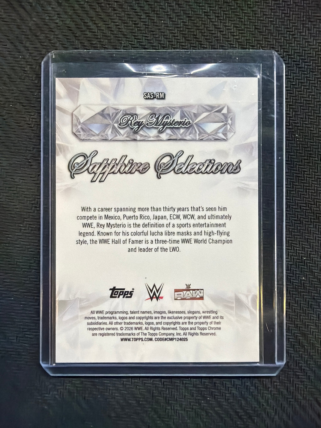 2026 WWE Topps Chrome Sapphire Rey Mysterio Sapphire Selections Orange /25