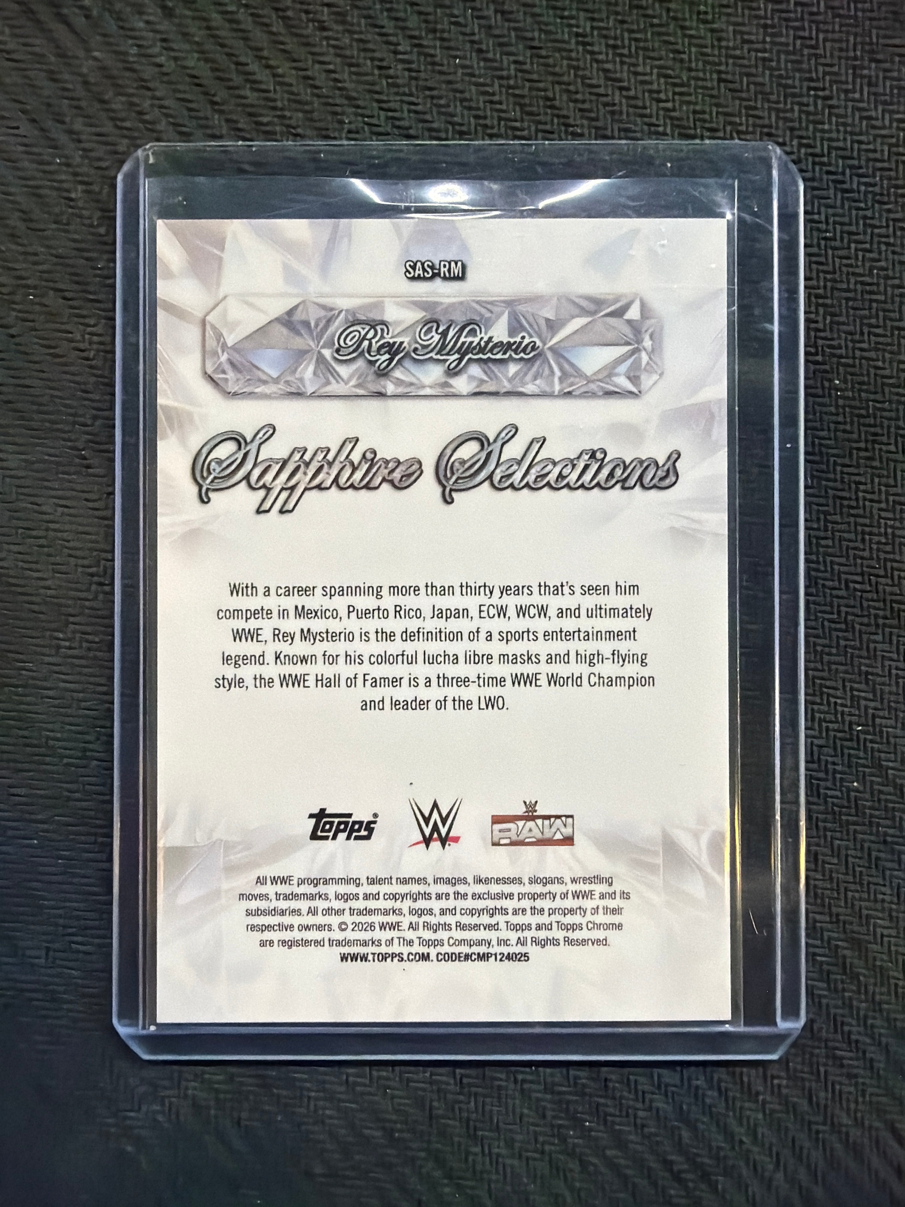 2026 WWE Topps Chrome Sapphire Rey Mysterio Sapphire Selections Orange /25