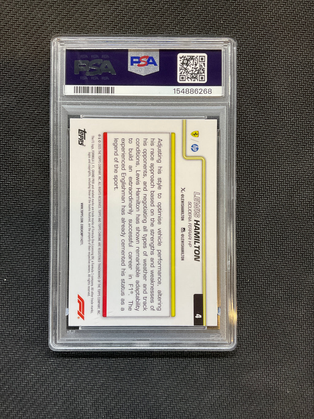 2025 Topps Chrome F1 Lewis Hamilton Pink Checker Flag /250 PSA 8