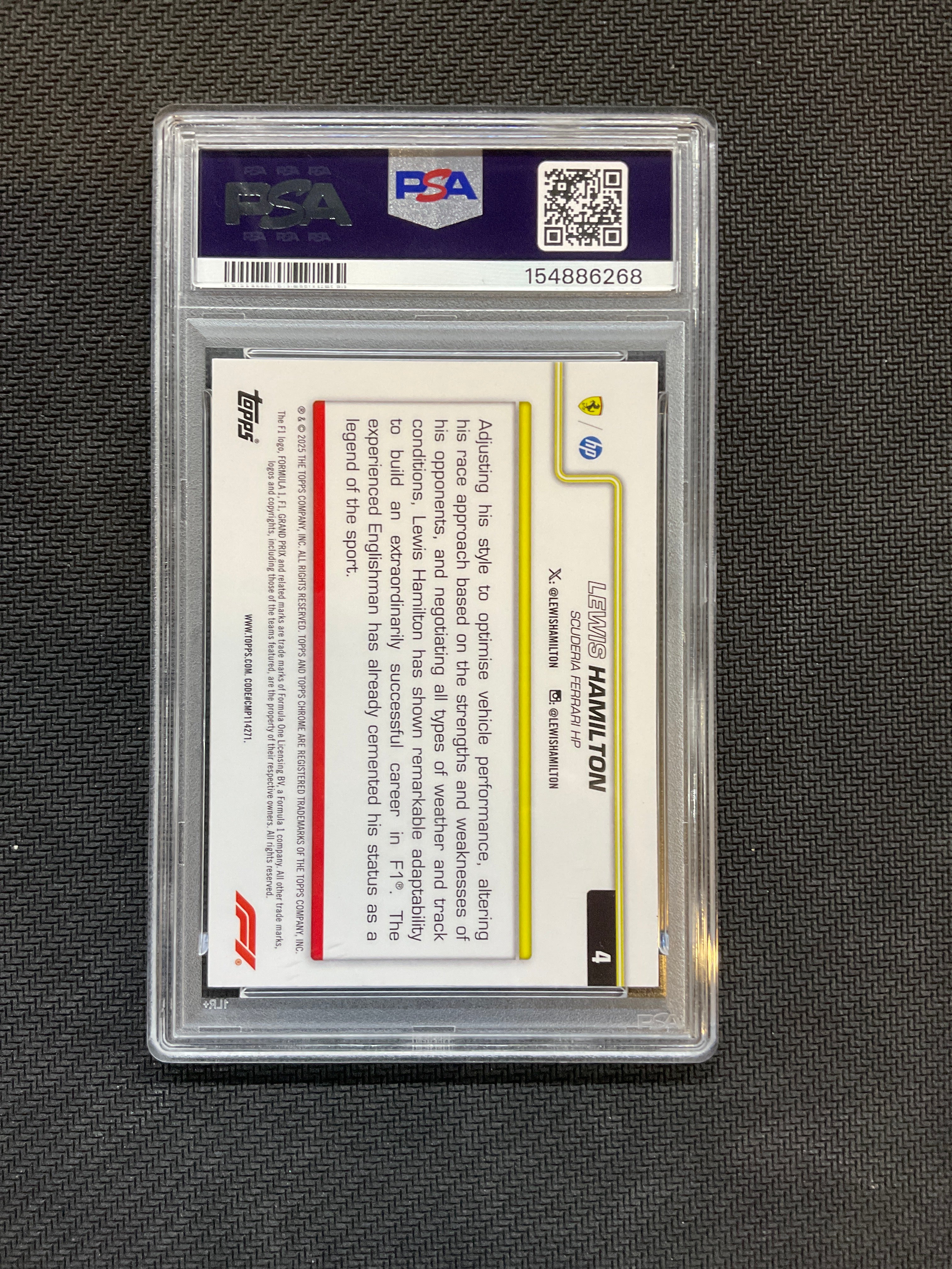 2025 Topps Chrome F1 Lewis Hamilton Pink Checker Flag /250 PSA 8
