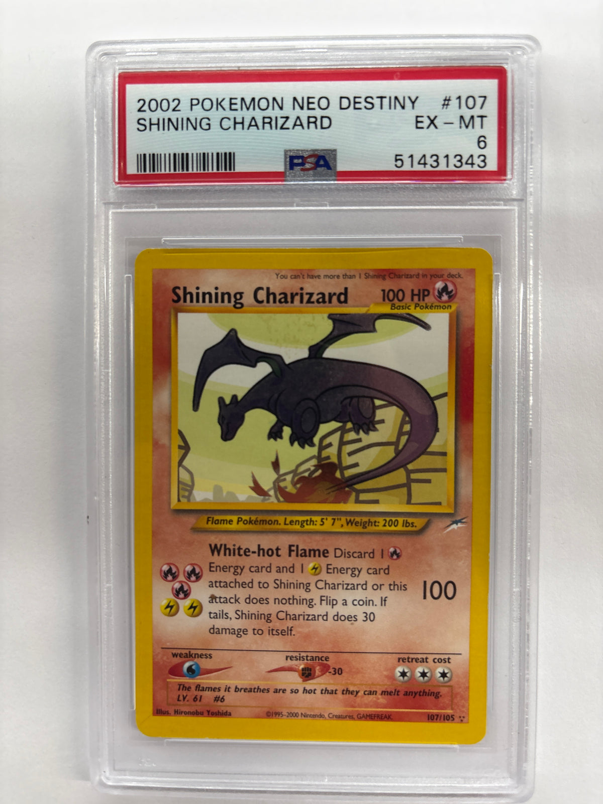 2002 Pokemon Neo Destiny Shining Charizard PSA 6