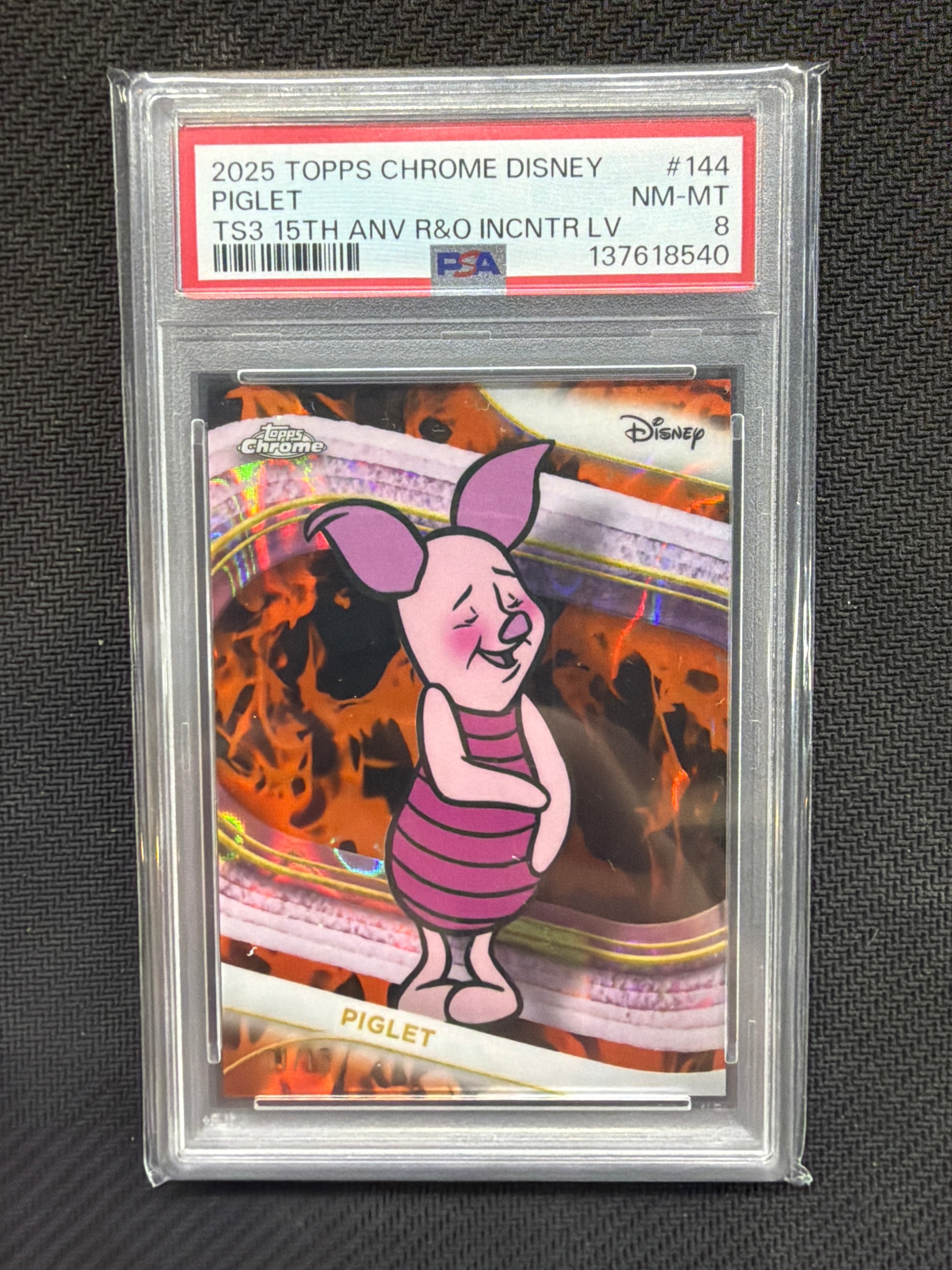 2025 Topps Chrome Disney Piglet /15 PSA 8