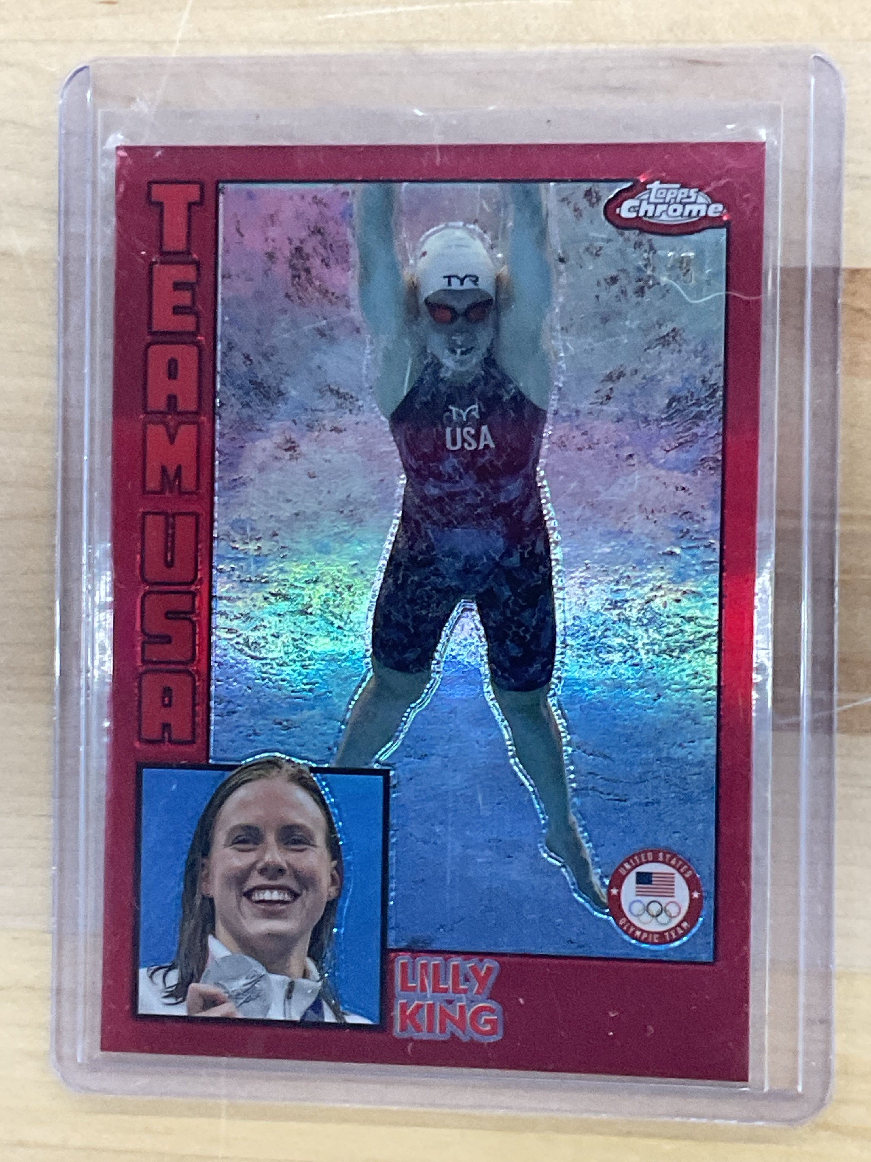 2024 Topps Chrome Olympics Lilly King Team USA Red /5