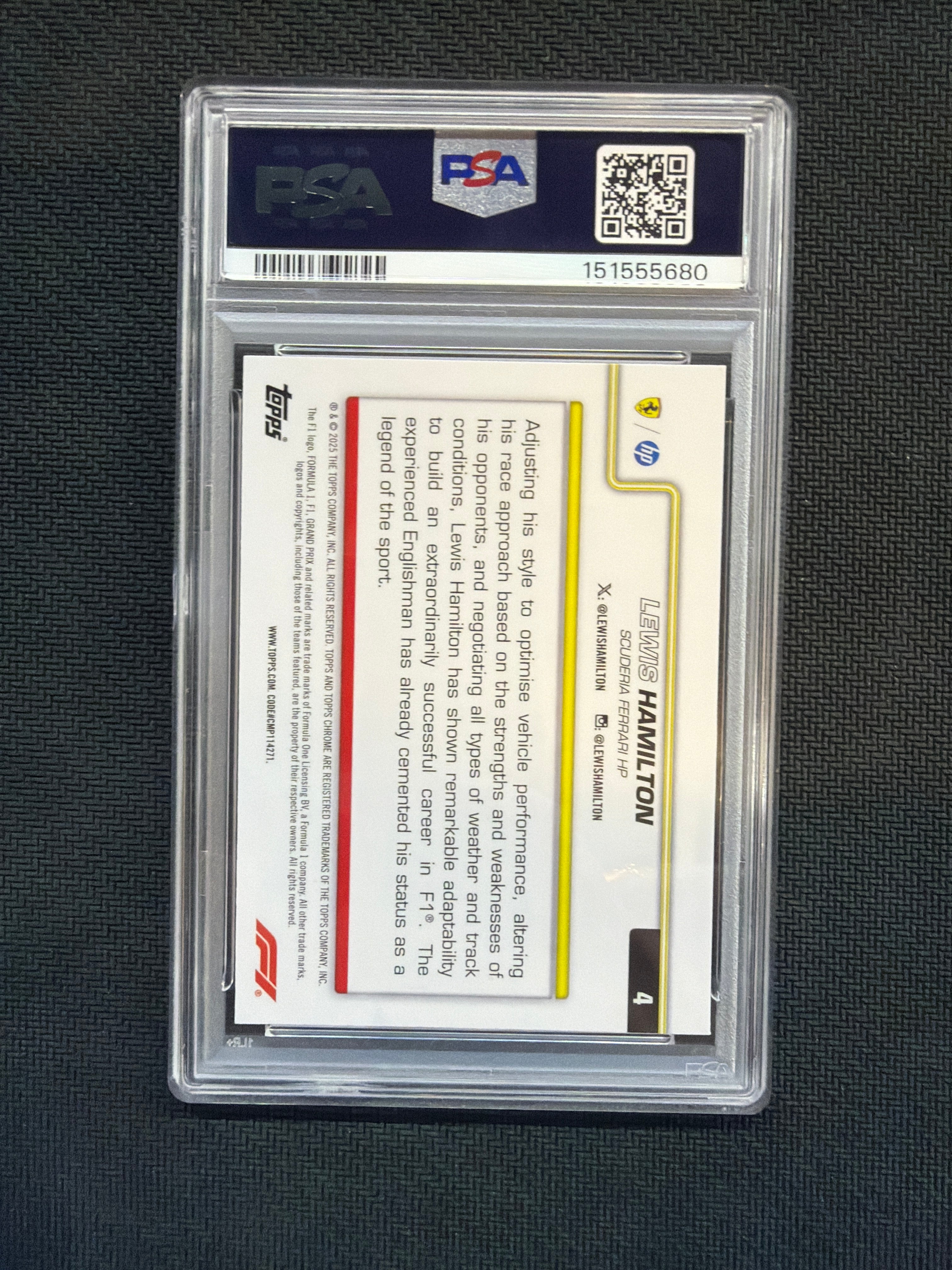 2025 Topps Chrome F1 Sapphire Lewis Hamilton #4 PSA 10 Ferrari