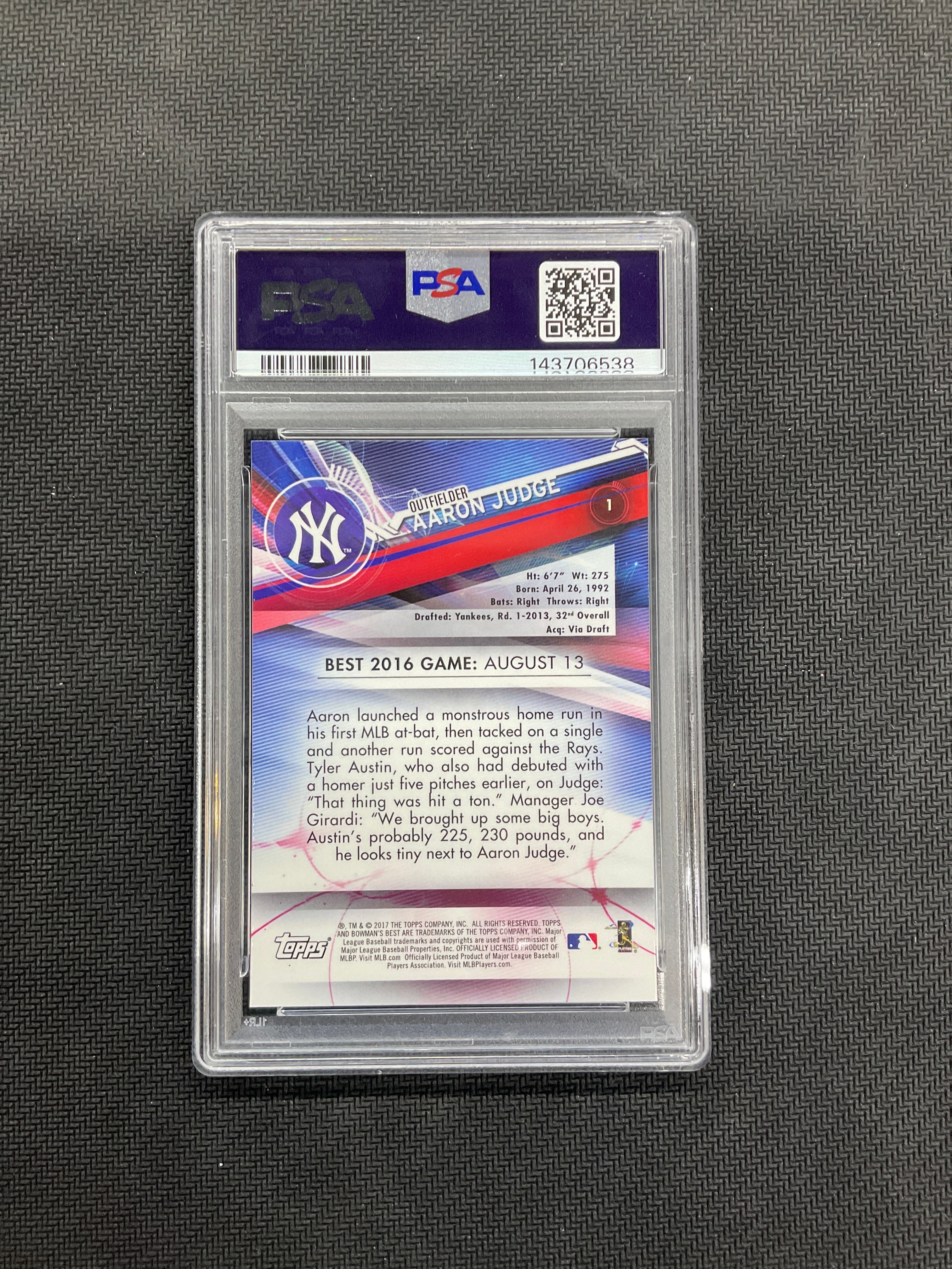 2017 Bowman's Best Aaron Judge Rookie #1 PSA 10 Yankees