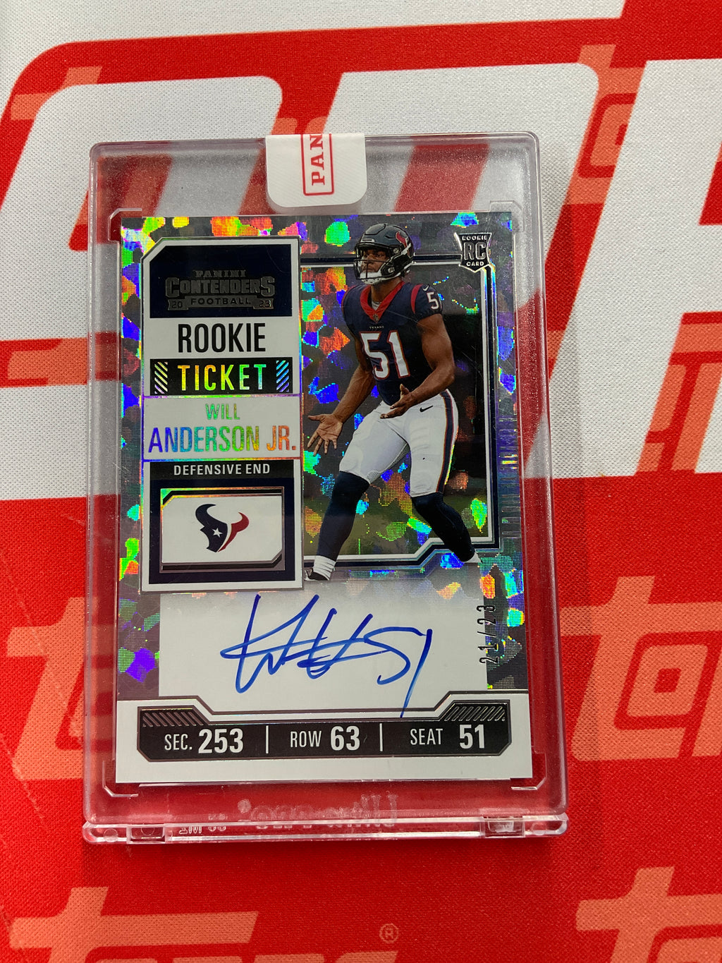 2023 Contenders Will Anderson Jr. Rookie Ticket Auto /23 Cracked Ice Texans