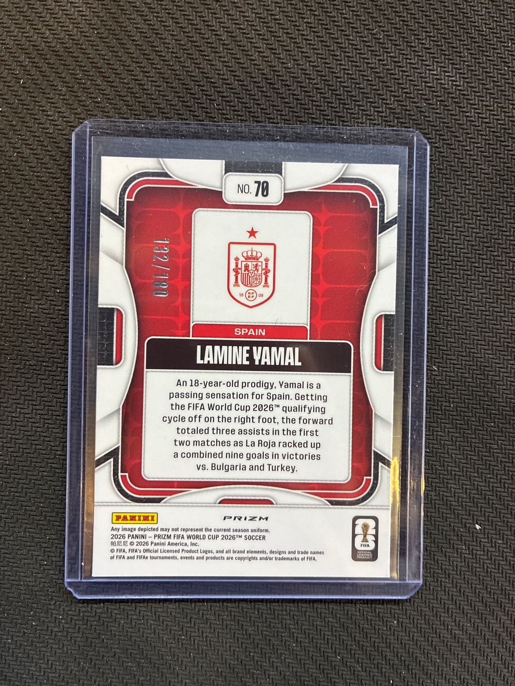 2026 Panini Prizm World Cup Lamine Yamal Flourescent Yellow Wave /180 Spain