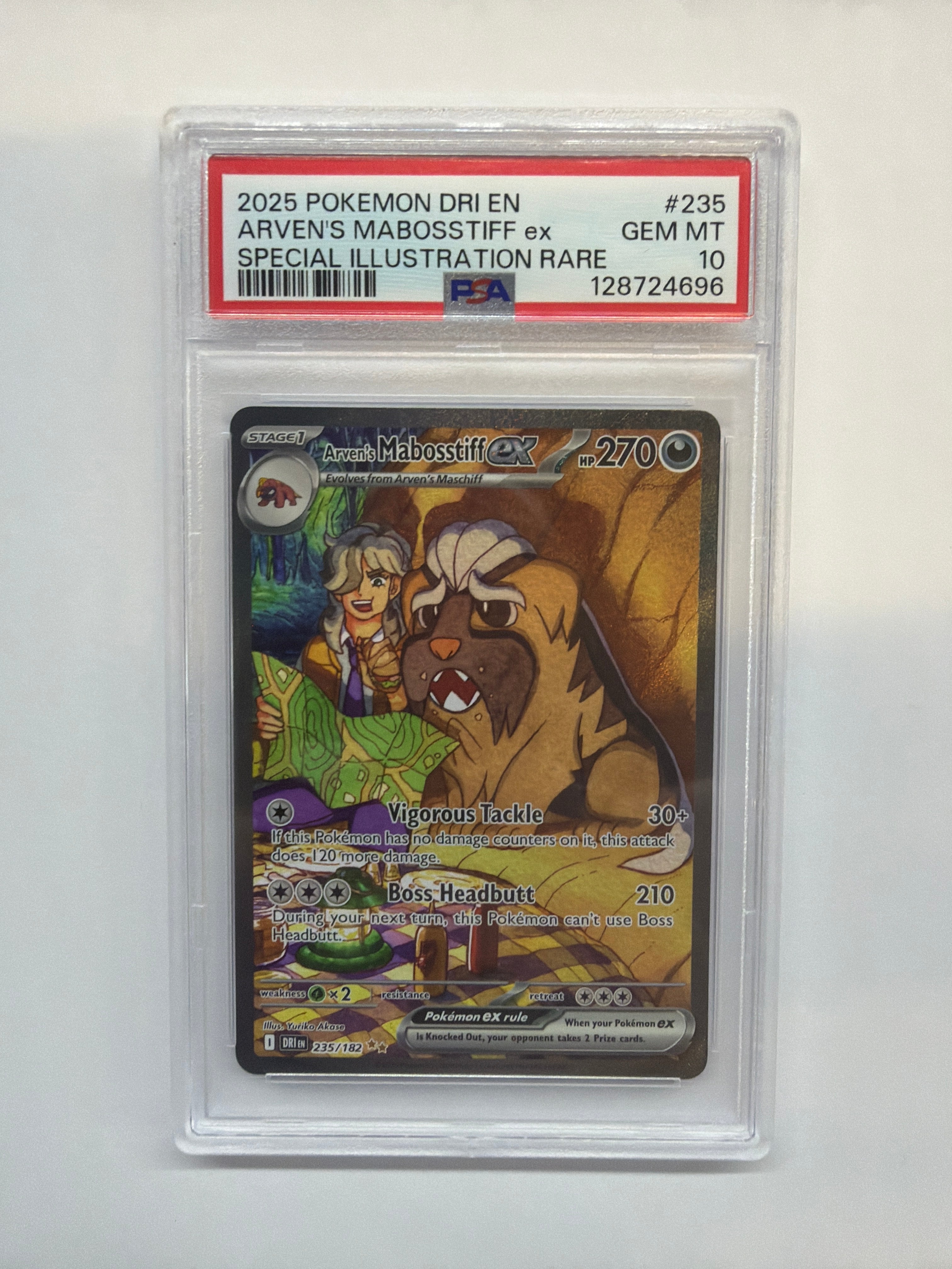 2025 Pokemon Destiend Rivals Arven's Mabosstiff ex 235 PSA 10