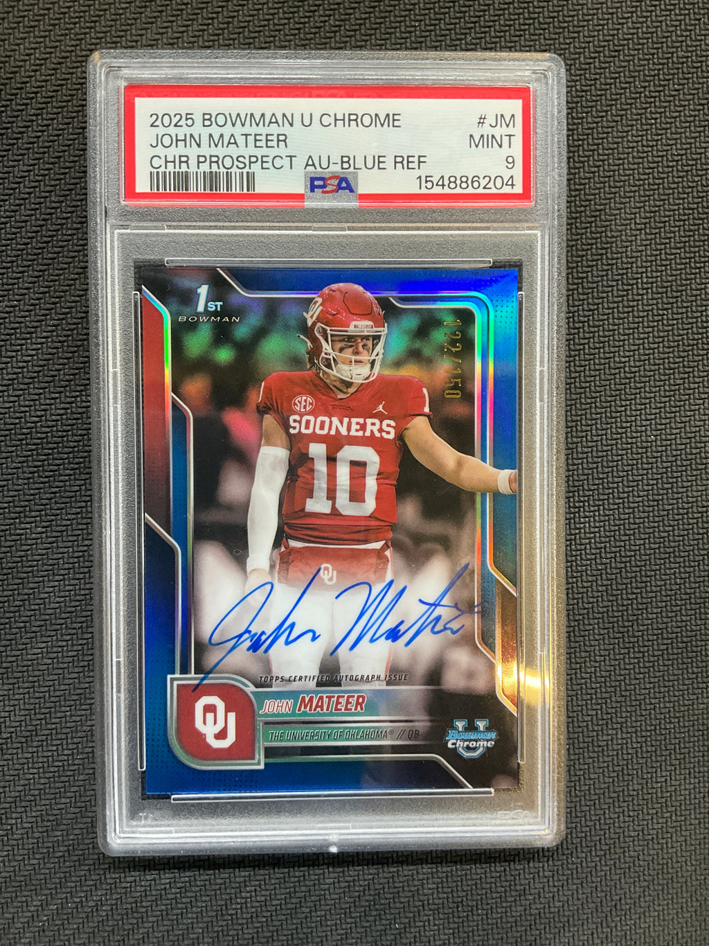 2025 Bowman U Chrome John Mateer Auto Blue Refractor /150 PSA 9