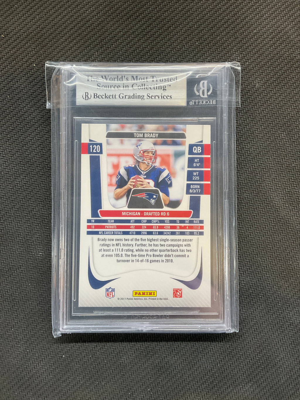 2011 Prestige #120 Tom Brady BGS 9 Patriots