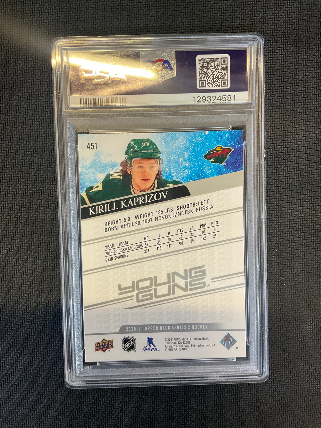 2020 Upper Deck Kirill Kaprizov Young Guns PSA 10 #451 581