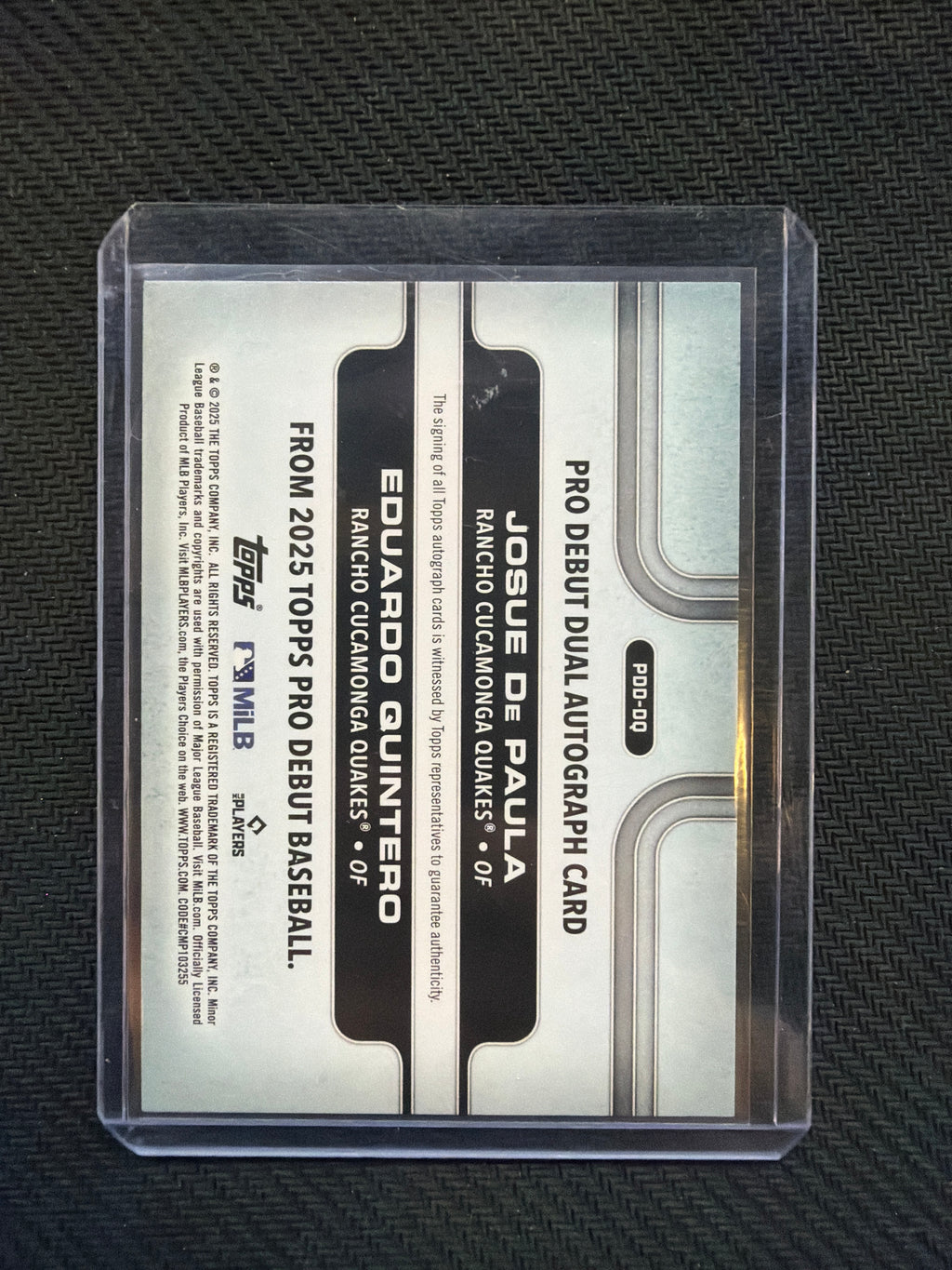 2025 Topps Pro Debut Josue De Paula/Eduardo Quintero Dual Auto /10