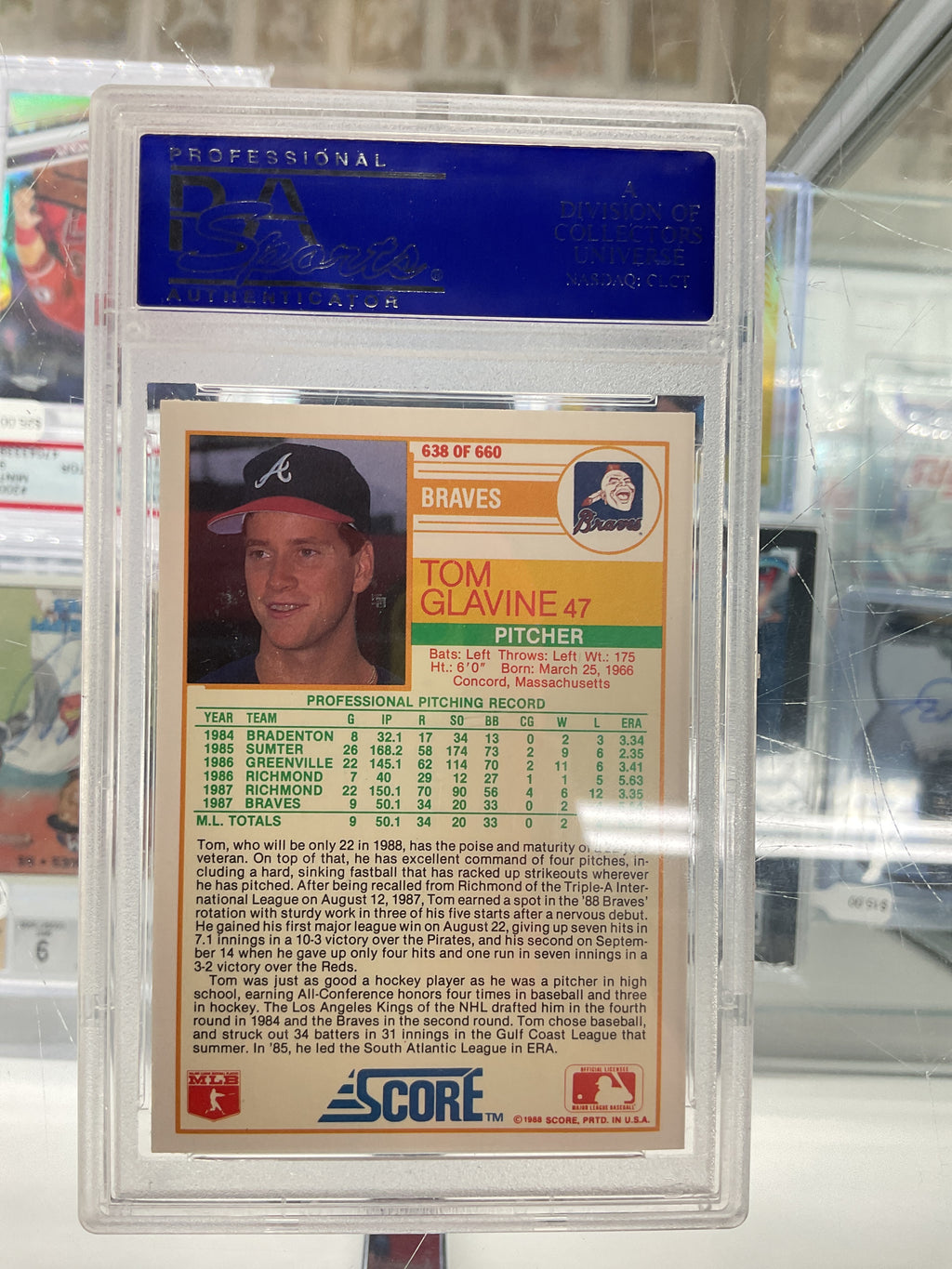 1988 Score Glossy Tom Glavine #638 PSA 10