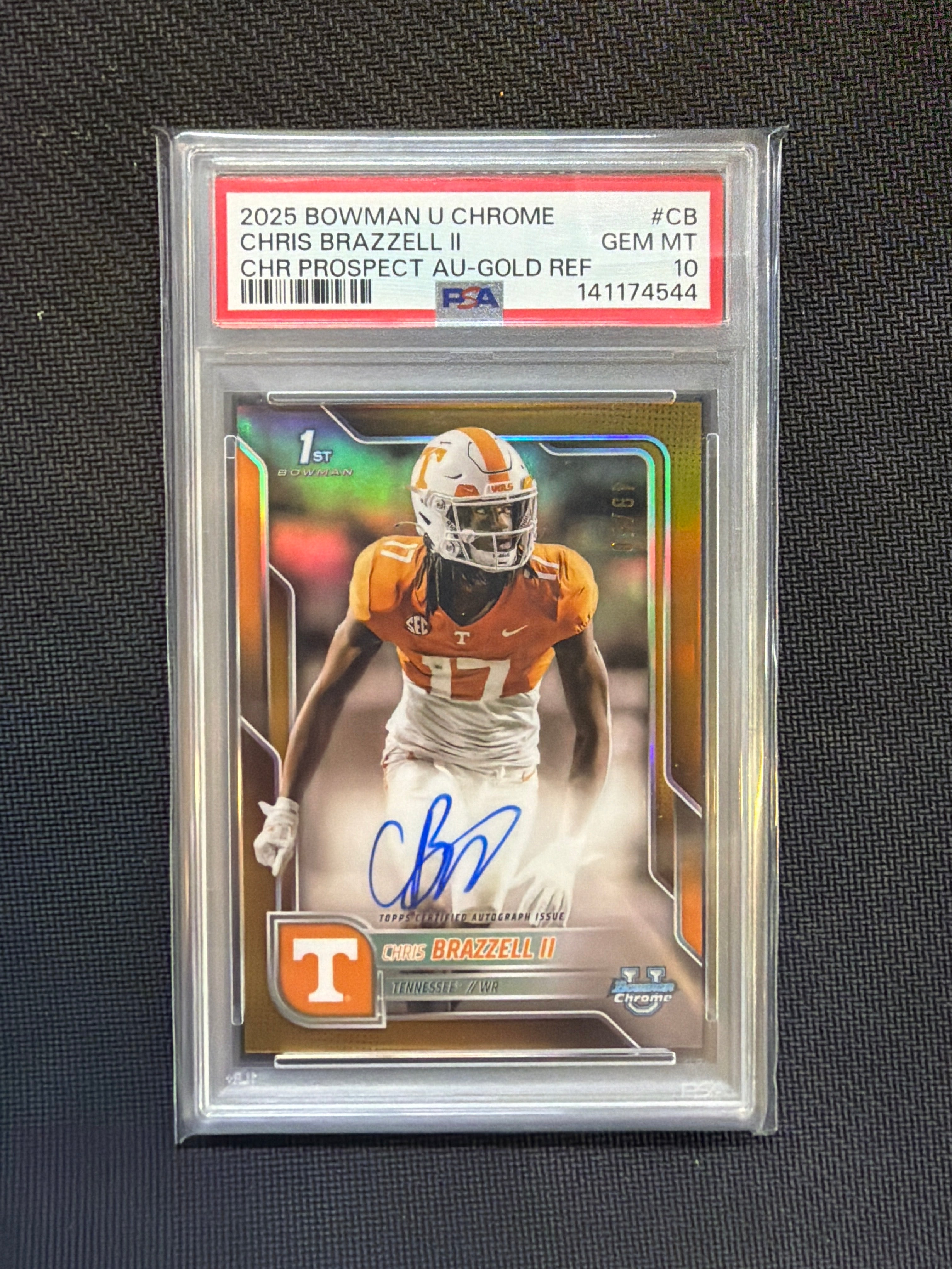 2025 Bowman U Chrome Chris Brazzell II Gold Auto /50 PSA 10 Tennessee