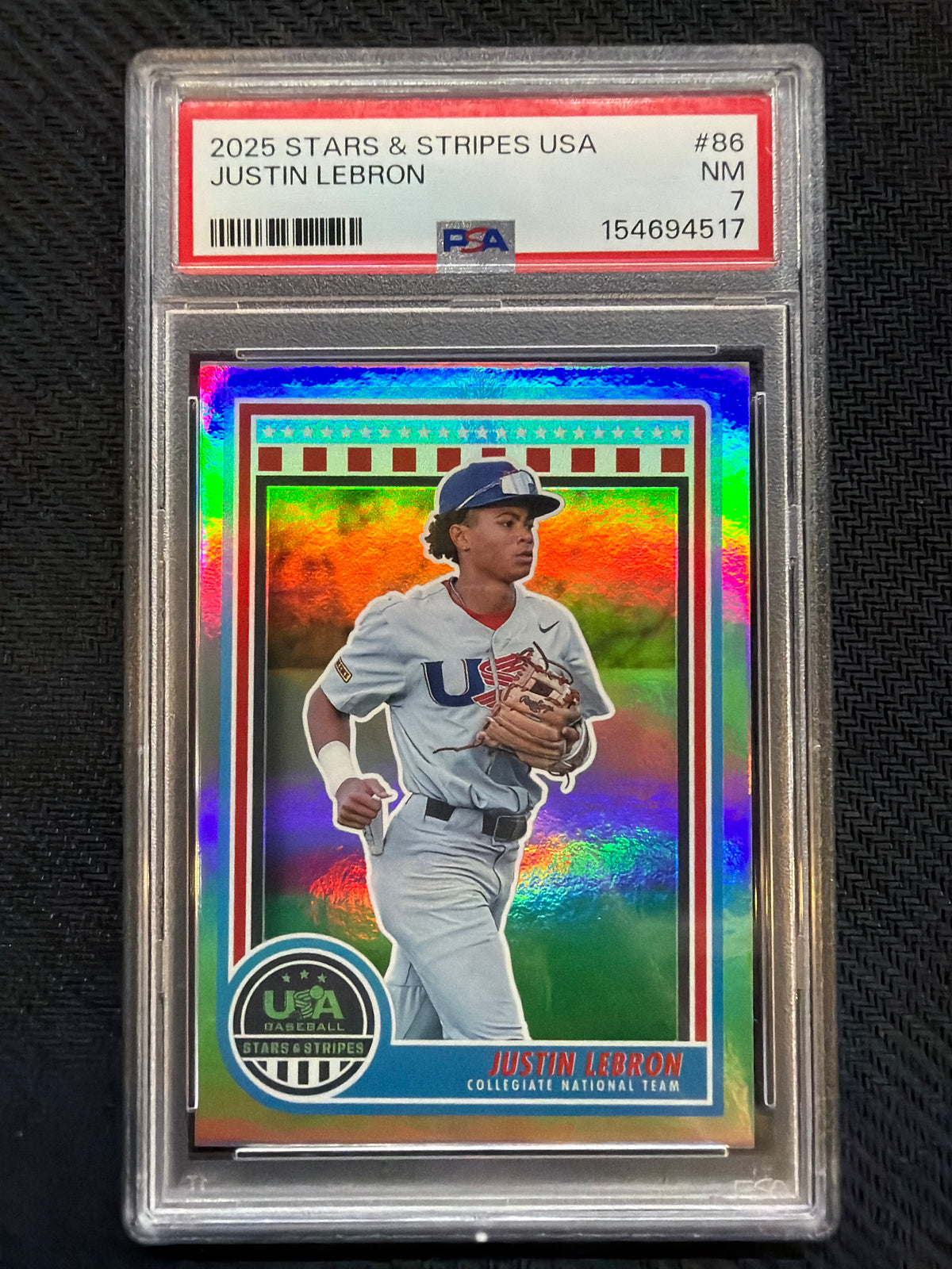 2025 Panini Stars & Stripes Justin LeBron Rookie PSA 7 517