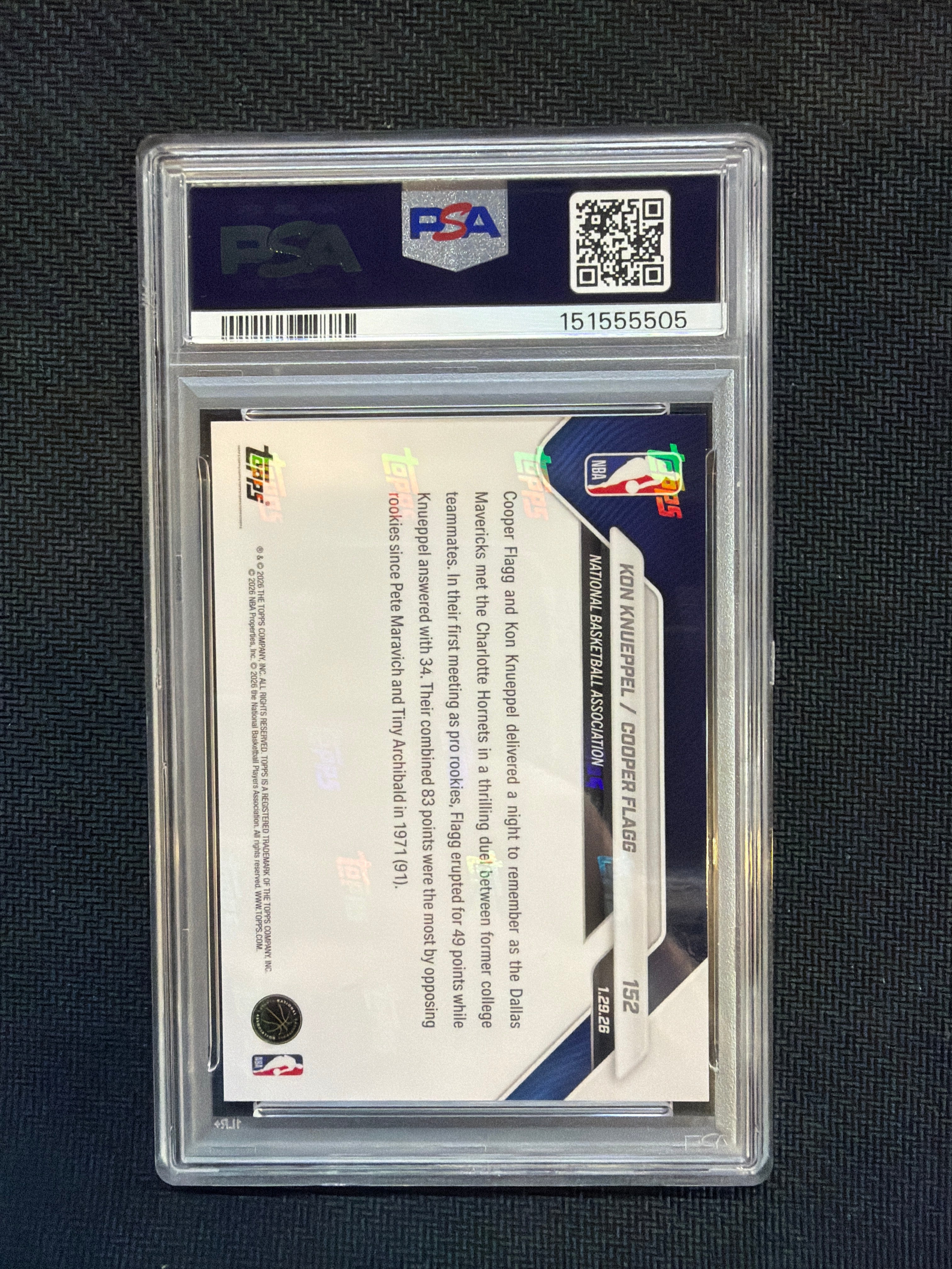 2025 Topps Now Cooper Flagg Kon Knueppel Rookie PSA 10 505