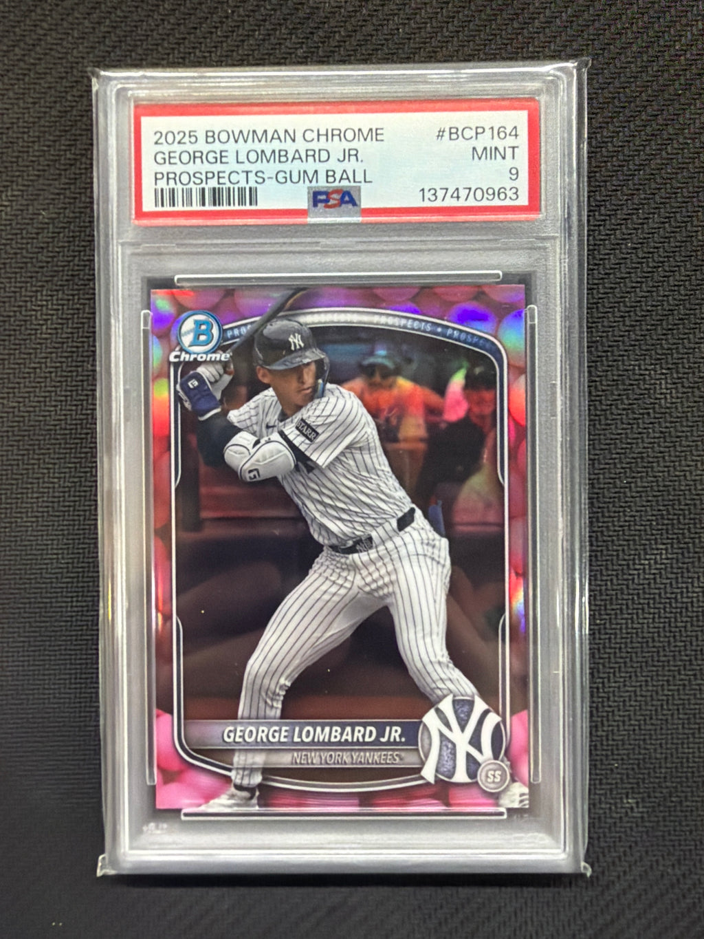 2025 Bowman Chrome George Lombard Jr. Gum Ball PSA 9 Yankees