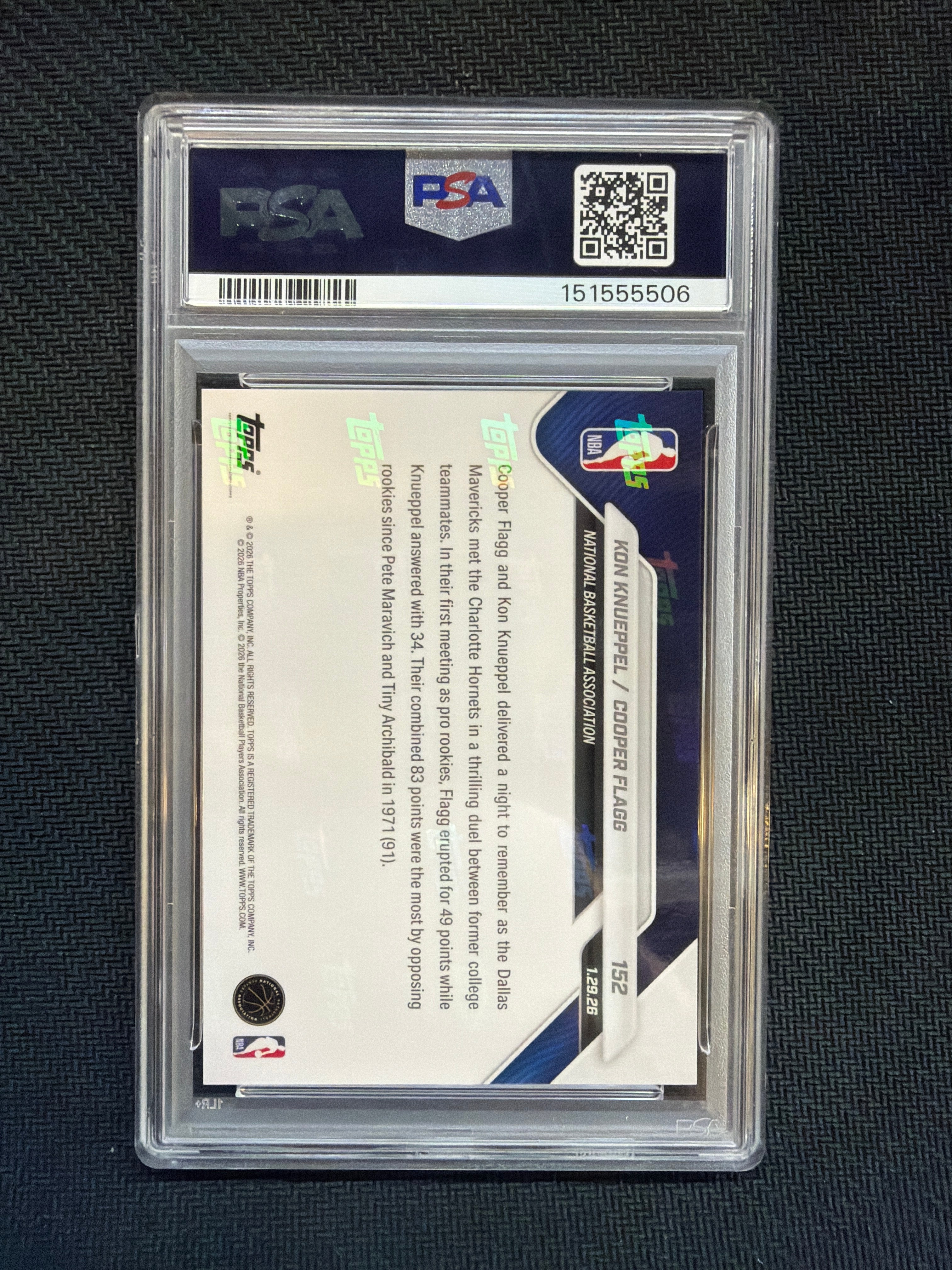 2025 Topps Now Cooper Flagg Kon Knueppel Rookie PSA 10 506