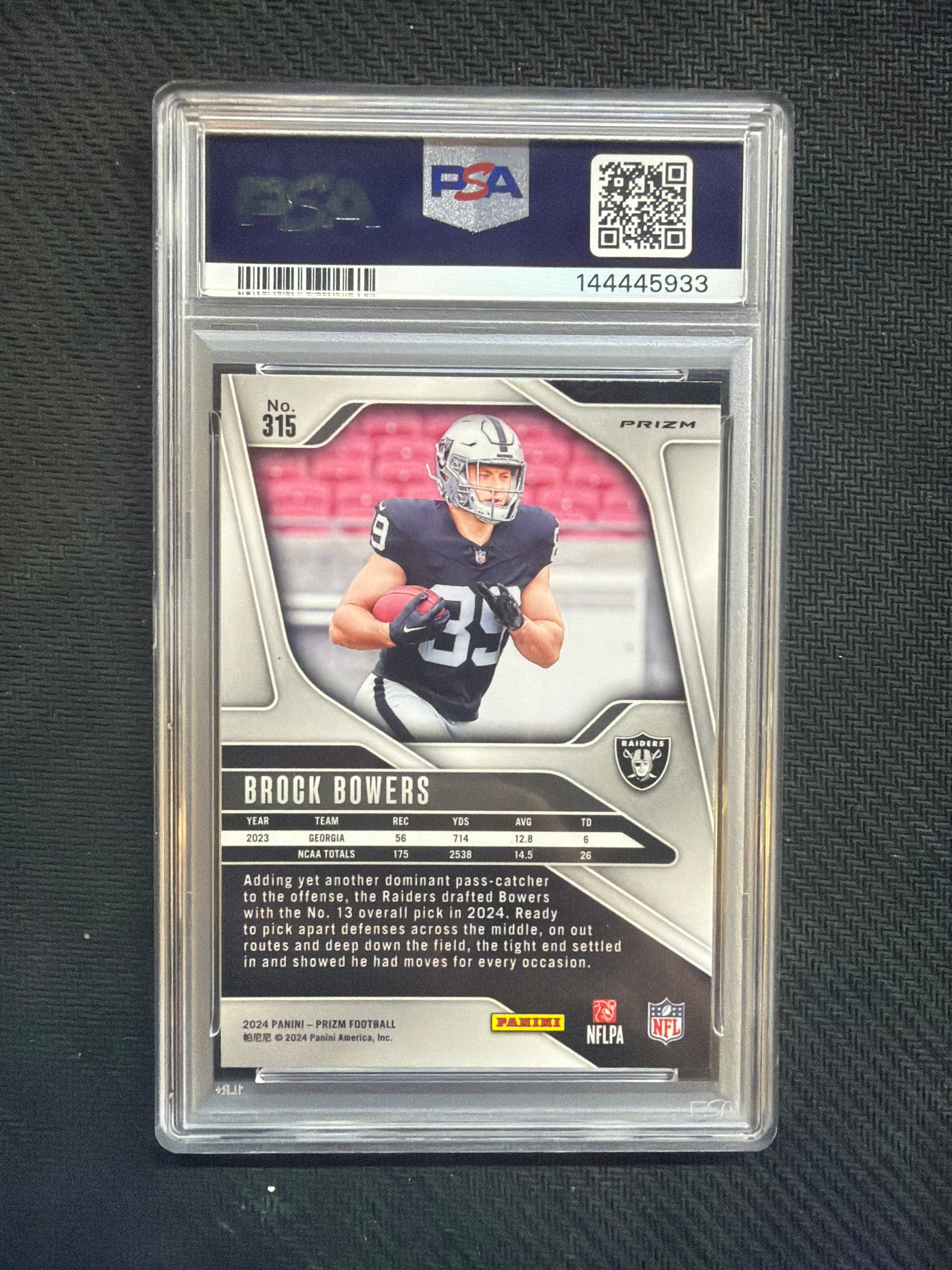 2024 Prizm Brock Bowers Silver Prizm PSA 8