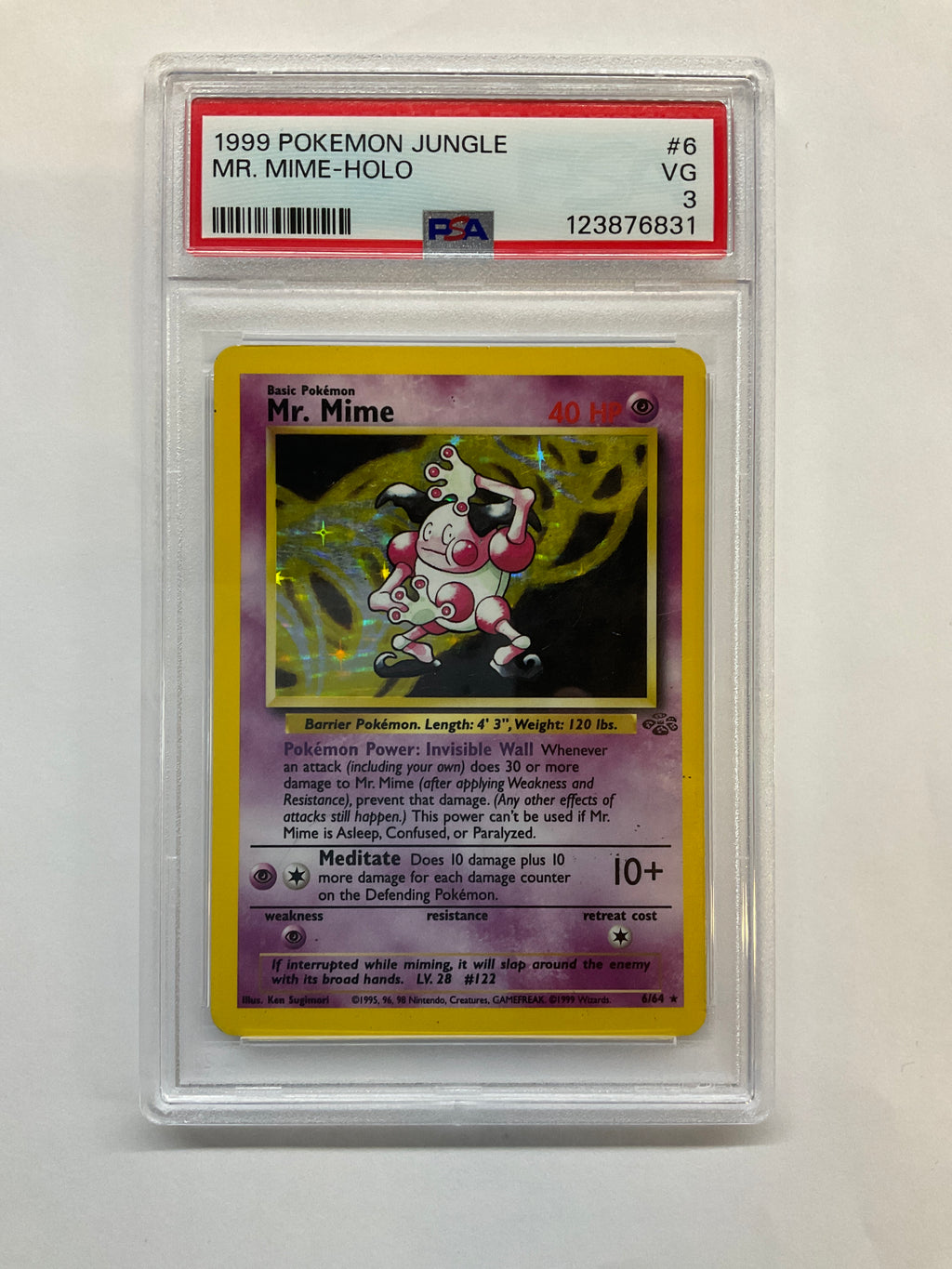 1999 Pokemon Jungle Mr. Mime Holo #6 PSA 3