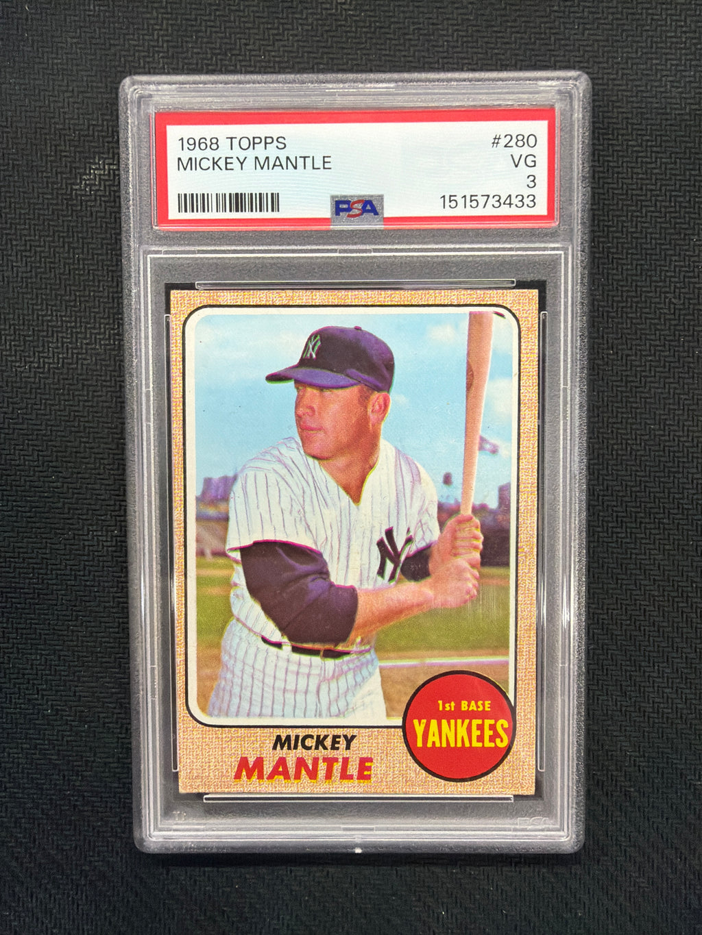 1968 Topps Mickey Mantle PSA 3 Yankees