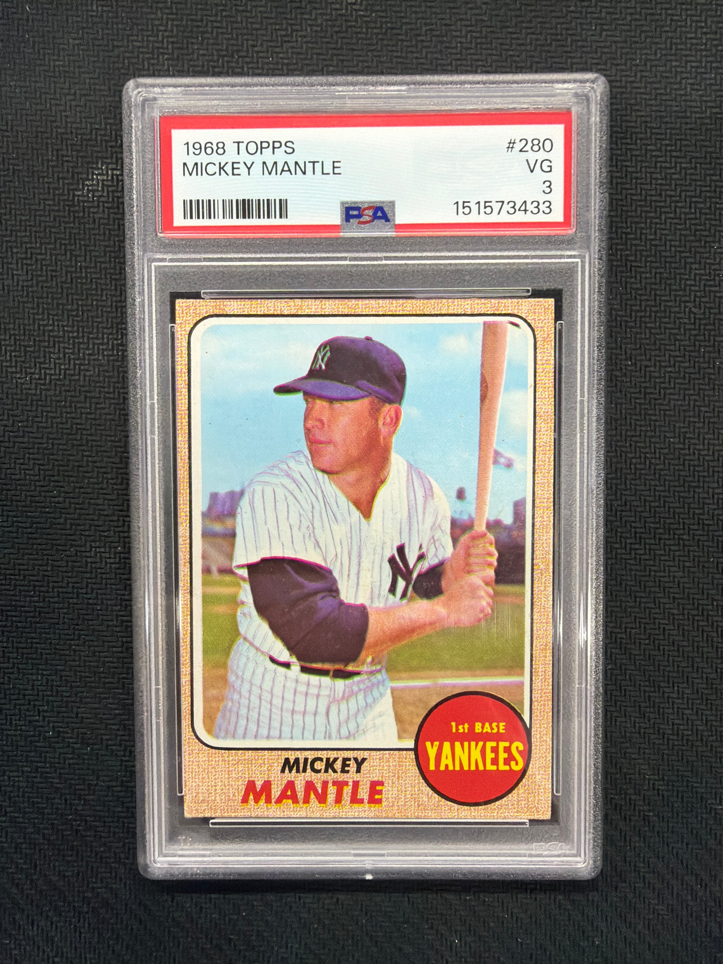 1968 Topps Mickey Mantle PSA 3 Yankees