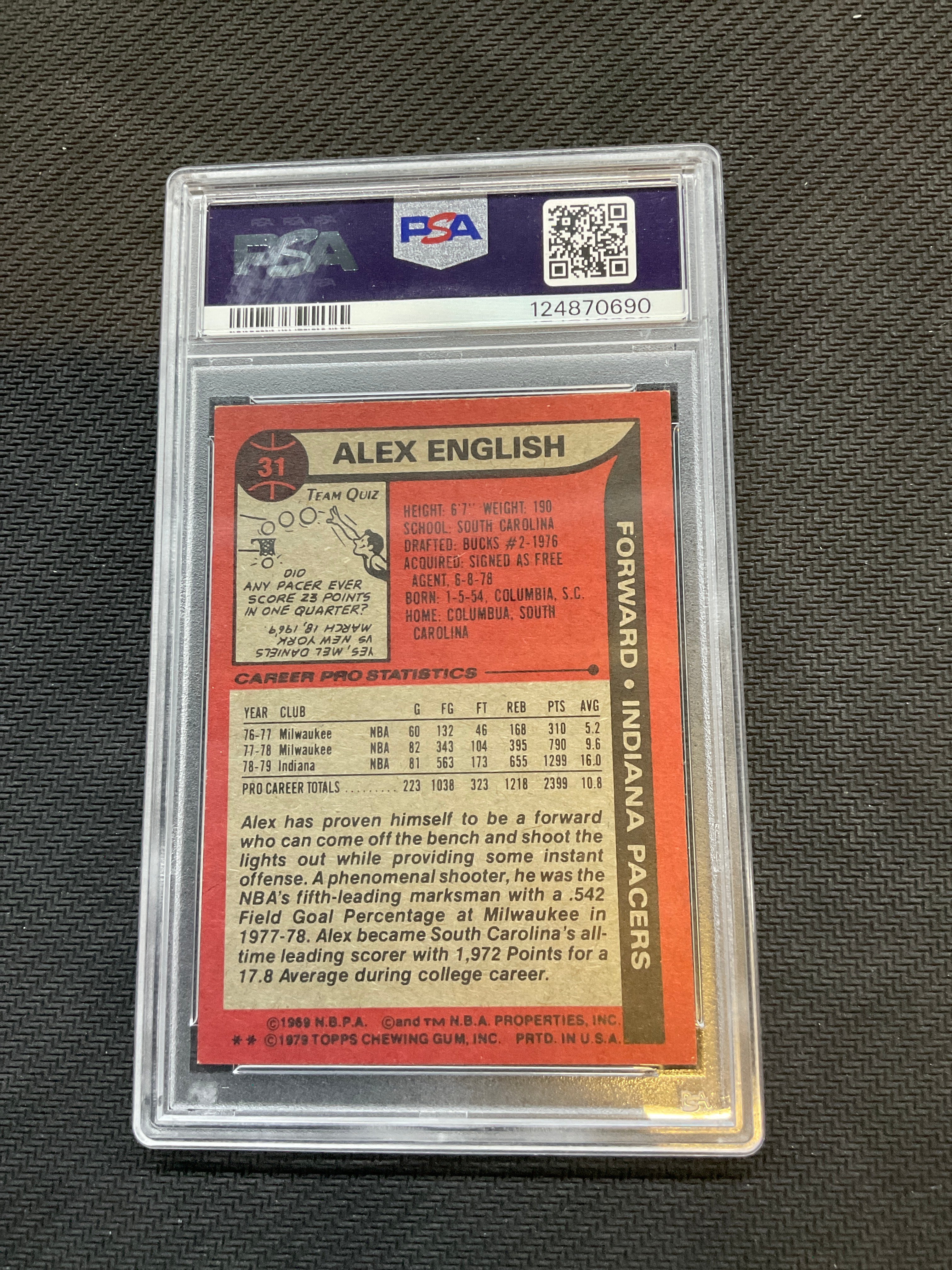 1979 Topps Alex English #31 PSA 8